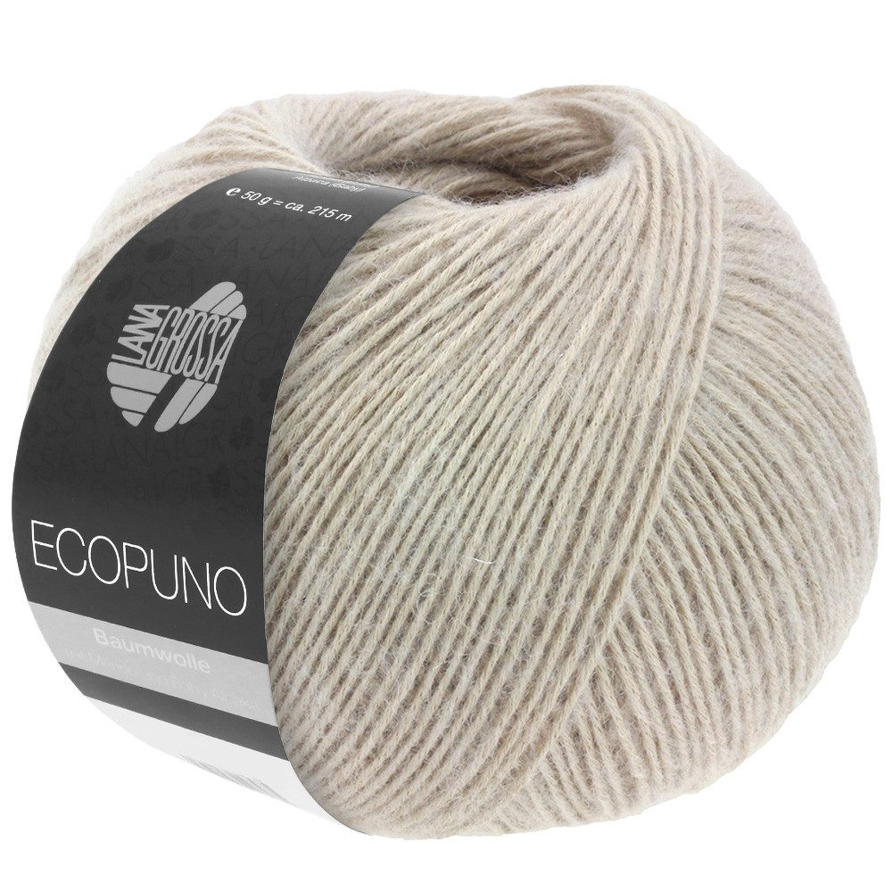 LANA GROSSA ECOPUNO Superweiches Netzgarn aus Baumwolle Häkelwolle, 215 m (72 % Baumwolle kombiniert mit Merino und feinem Alpaka, Superweiches Netzgarn aus Baumwolle, Merino & Alpaka), 50 g