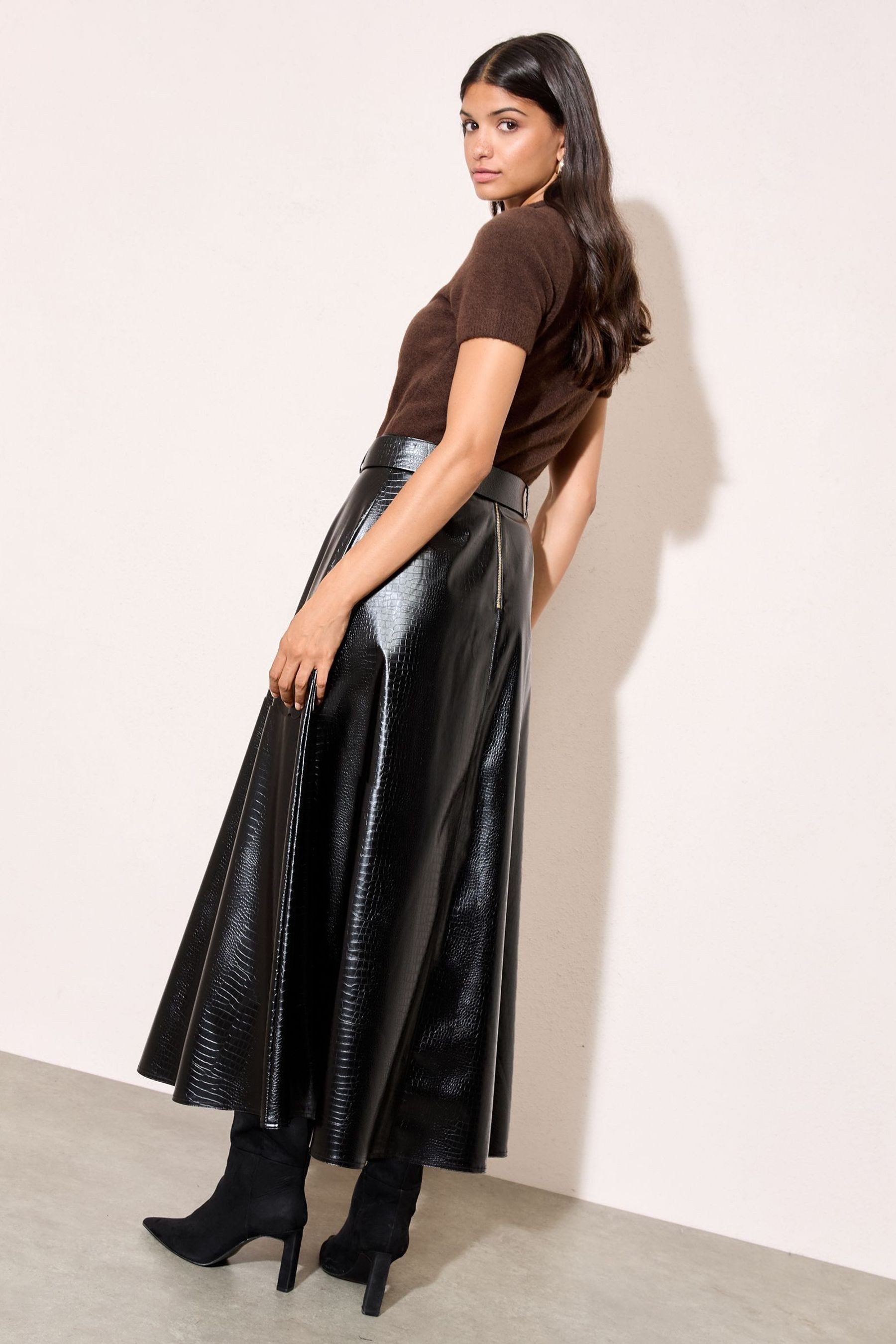 Friends Like These Midirock Friends Like These Midi-Rock mit Kunstledergürt günstig online kaufen