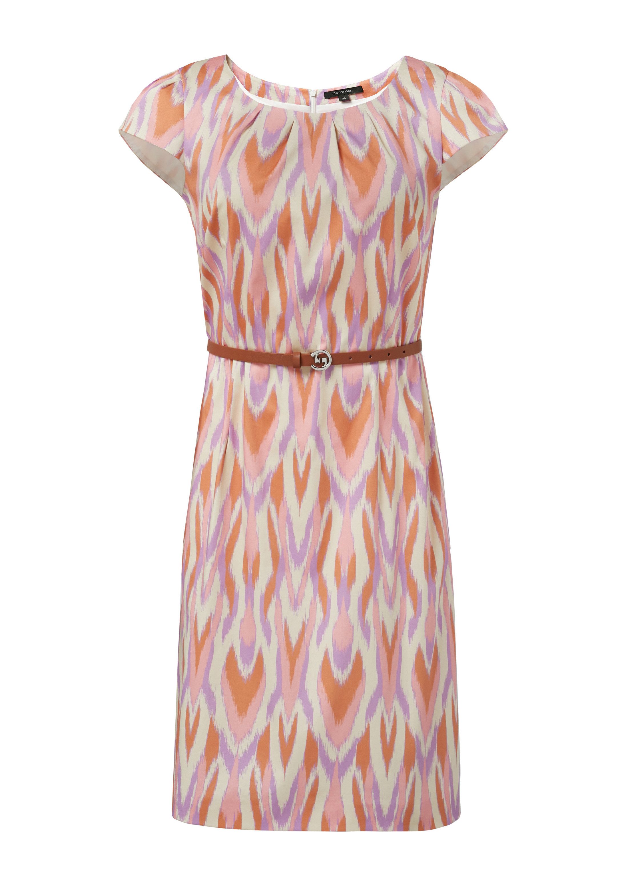 comma Minikleid Kleid Gemustertes Etuikleid mit abnehmbarem Gürtel