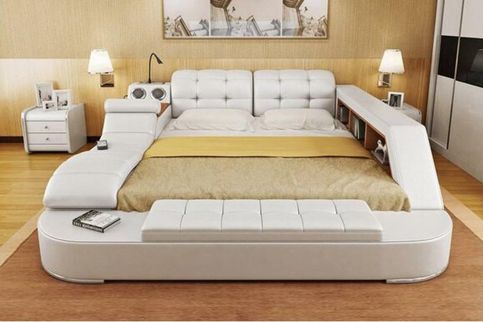 Xlmoebel Multimediabett Luxuriöses Doppelbett aus Leder günstig online kaufen