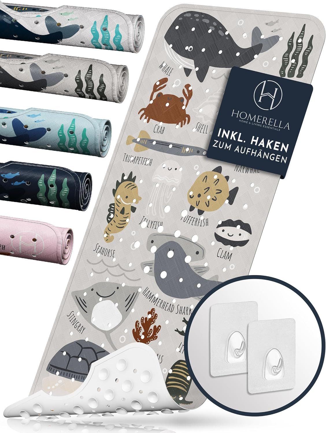 Homerella Badematte rutschfest Kinder - 100% BPA frei Inkl. 2 Haken zum Auf günstig online kaufen