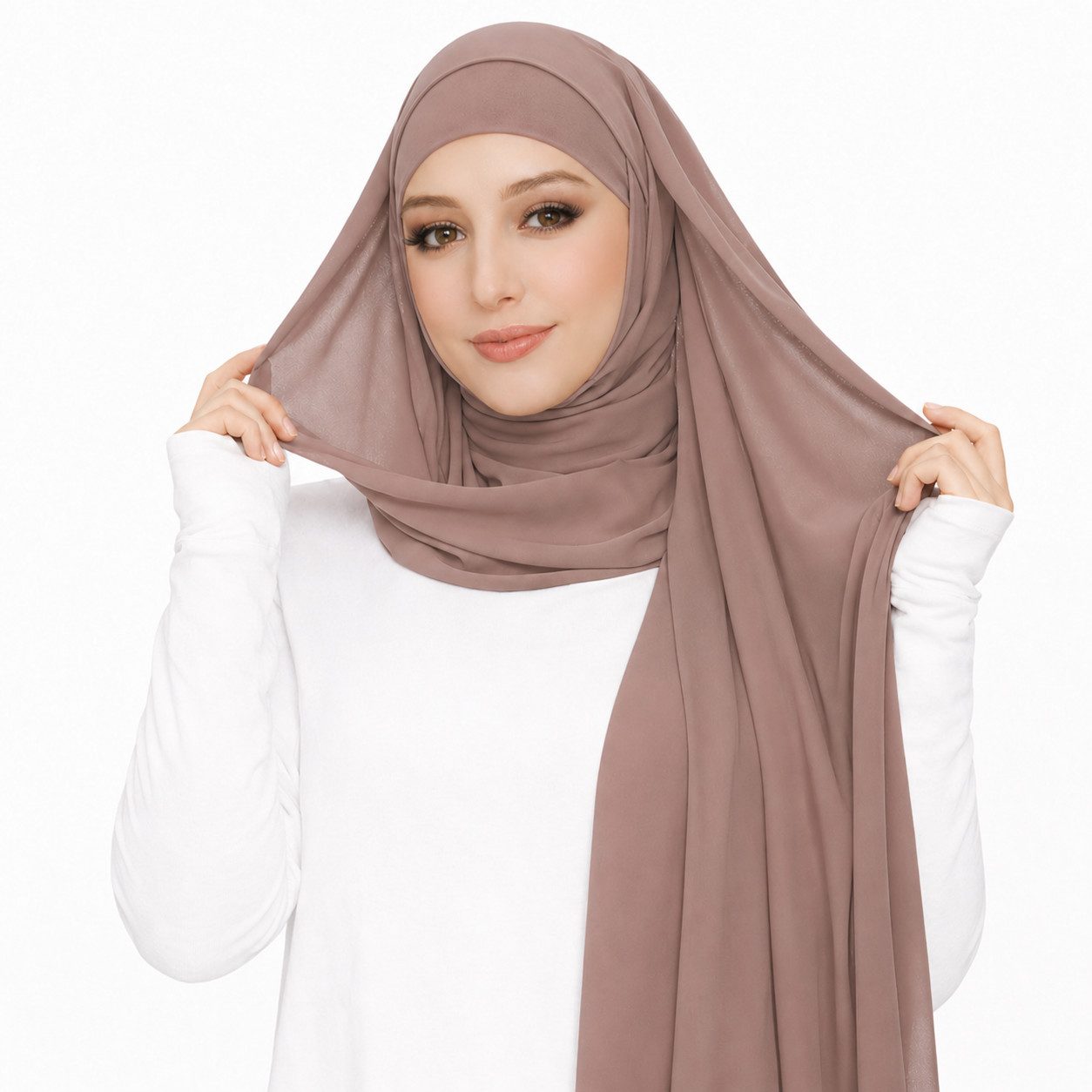 Aymasal Hijab 2 in1 Chiffon Hijab mit integriertem Unterkopftuch Bone Islam Kopftuch (Einzeln, Einzelartikel) Kopftuch 2 in 1 Chiffon Hijab mit integriertem Unterkopftuch