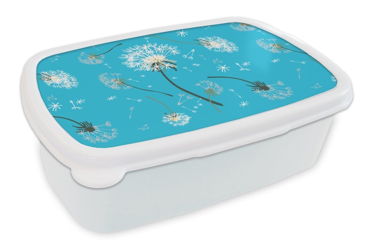 MuchoWow Lunchbox Design - Pflanze - Löwenzahn, Kunststoff, (2-tlg), Brotbox für Kinder und Erwachsene, Brotdose, für Jungs und Mädchen weiß
