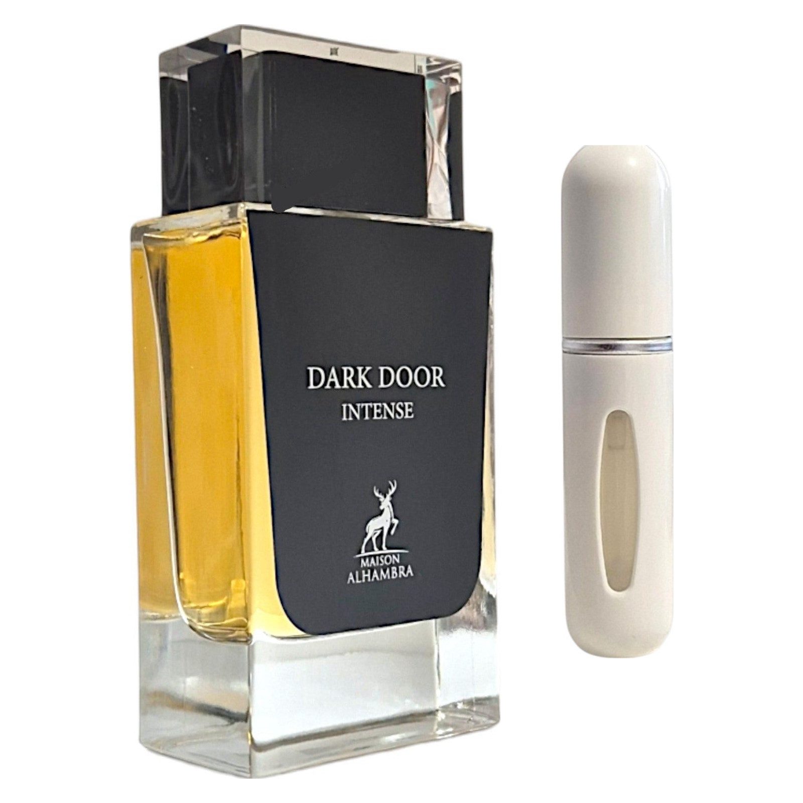 Maison Alhambra Duft-Set Dark Door Intense EDP 100ml + Parfümzerstäuber (leer)