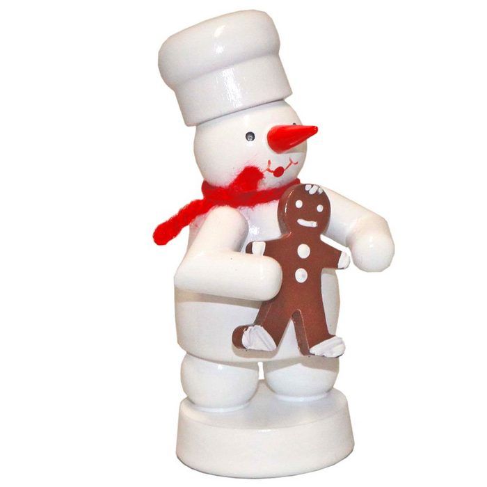 Volkskunst Zenker Weihnachtsfigur Bäcker-Schneemann mit Pfefferkuchen-Mann Echt Erzgebirge - Holzkunst mit Herz PI11049