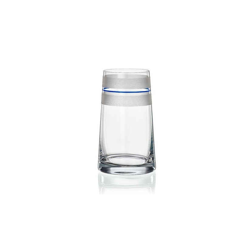 Crystalex Tischvase Vase Dekovase Kristallvase Stripes rot, gelb, blau oder grün 180 mm (1 St., 1 Vase), Kristallglas, handbemalt