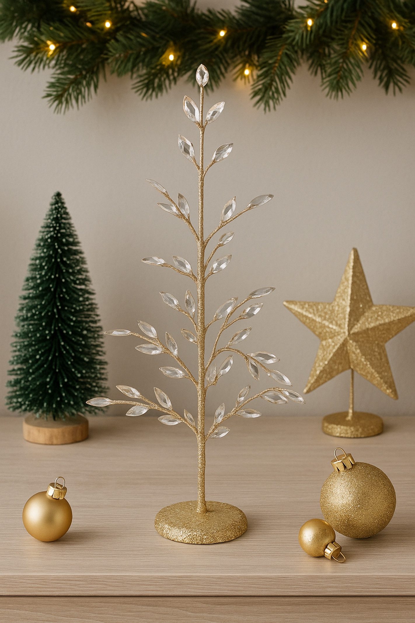 Kunstbaum Dekobaum mit Acryl-Steinchen, I.GE.A., Höhe 51 cm, und Glimmer Weihnachtsbaum Christbaum Weihnachtsdeko