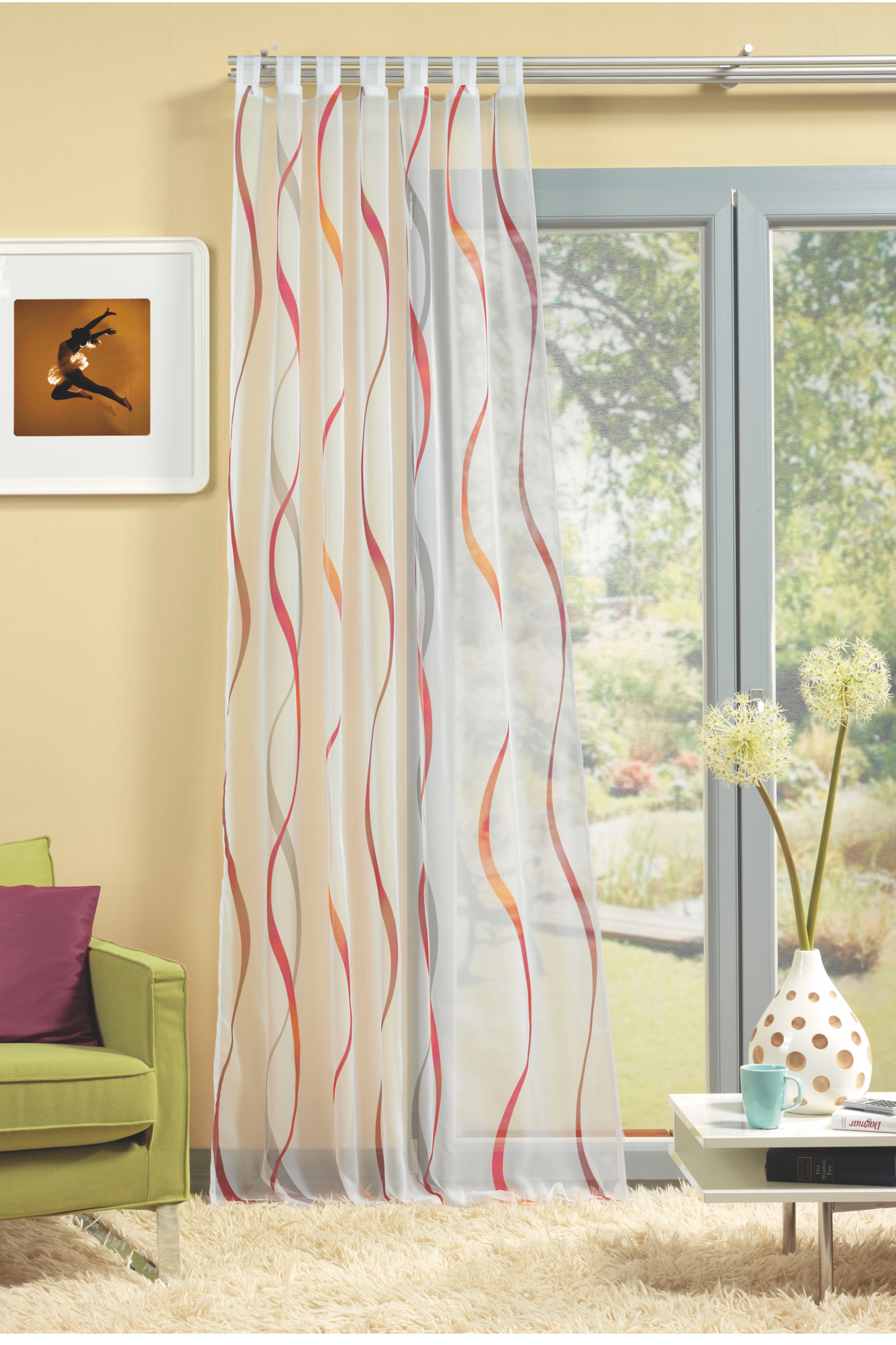 HOME WOHNIDEEN Vorhang SCHLAUFENSCHAL (1 St), Schlaufen, transparent, Voile, Schlaufenschal bedruckt