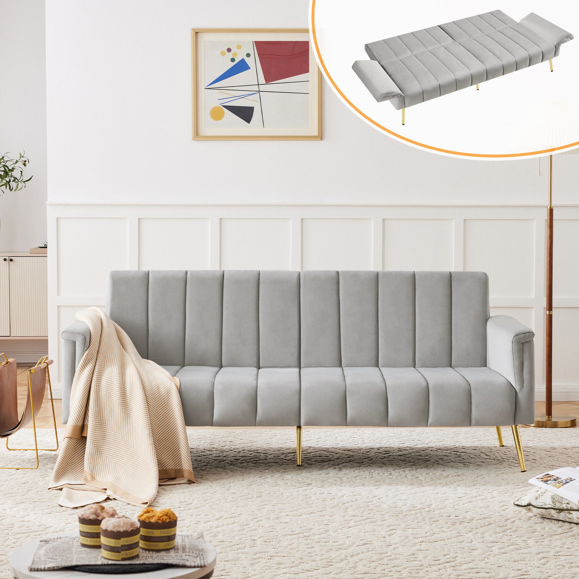 Merax Schlafsofa, mit Bettfunktion,Bettsofa,Klappsofa,Gästebett günstig online kaufen