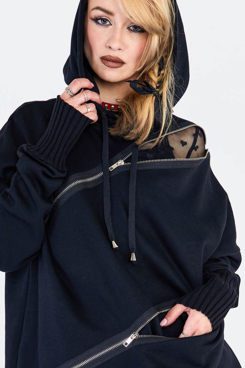 Jawbreaker Hoodie Zip Front Oversized Hoodie Punk Gothic Goth Grufti