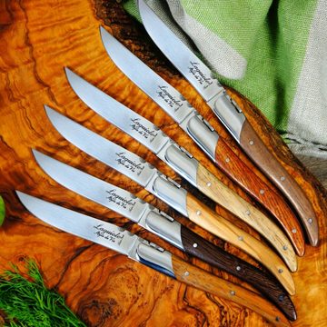Laguiole Style de Vie Steakmesser LAGUIOLE STEAKMESSER "MISCHHOLZ", 6 Holzarten, 6 Messer im Etui