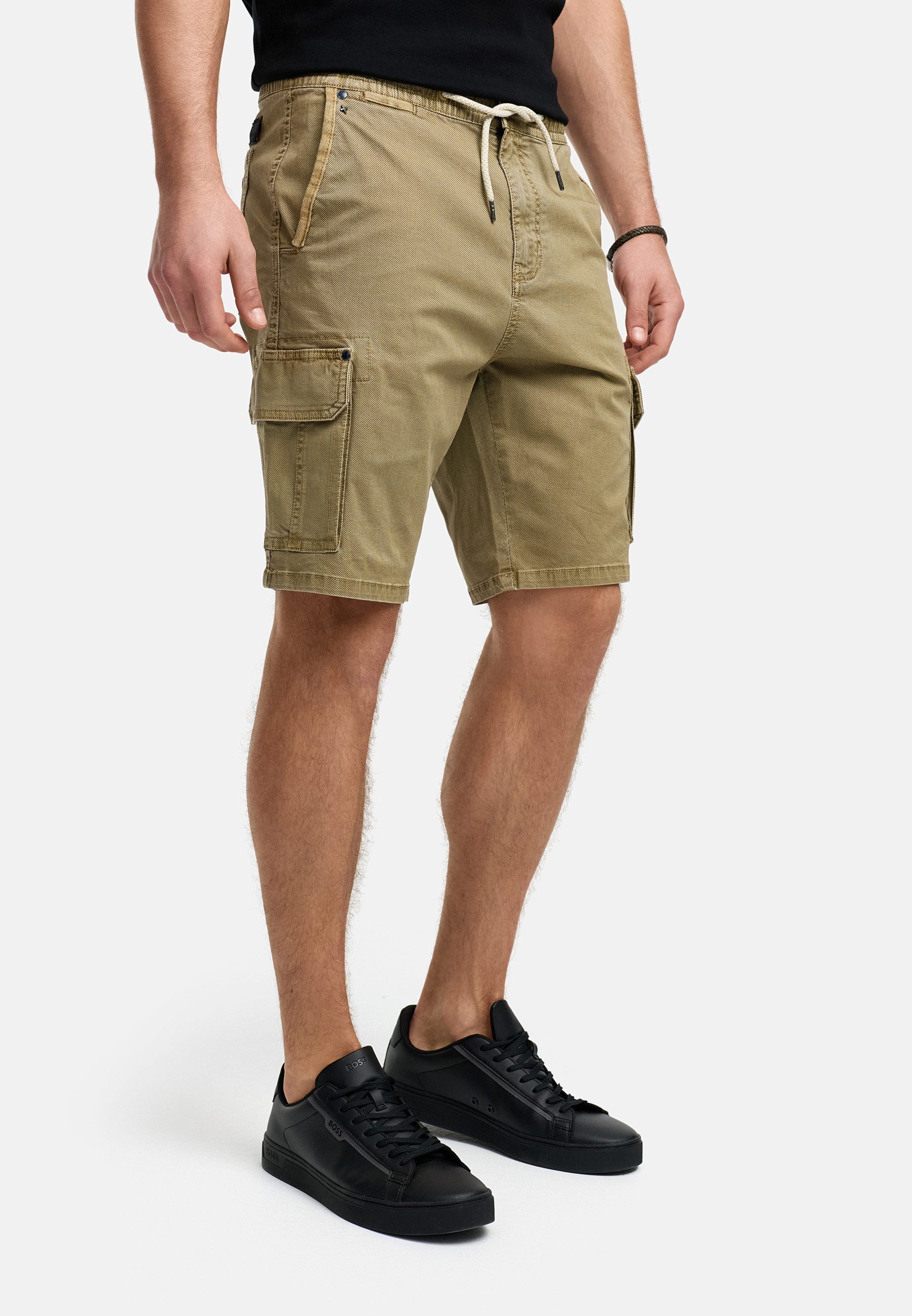 Indicode Cargoshorts Herren INKews Cargo Shorts Herrenshorts mit elastischem Bund mit Kordelzug für eine bequeme Passform