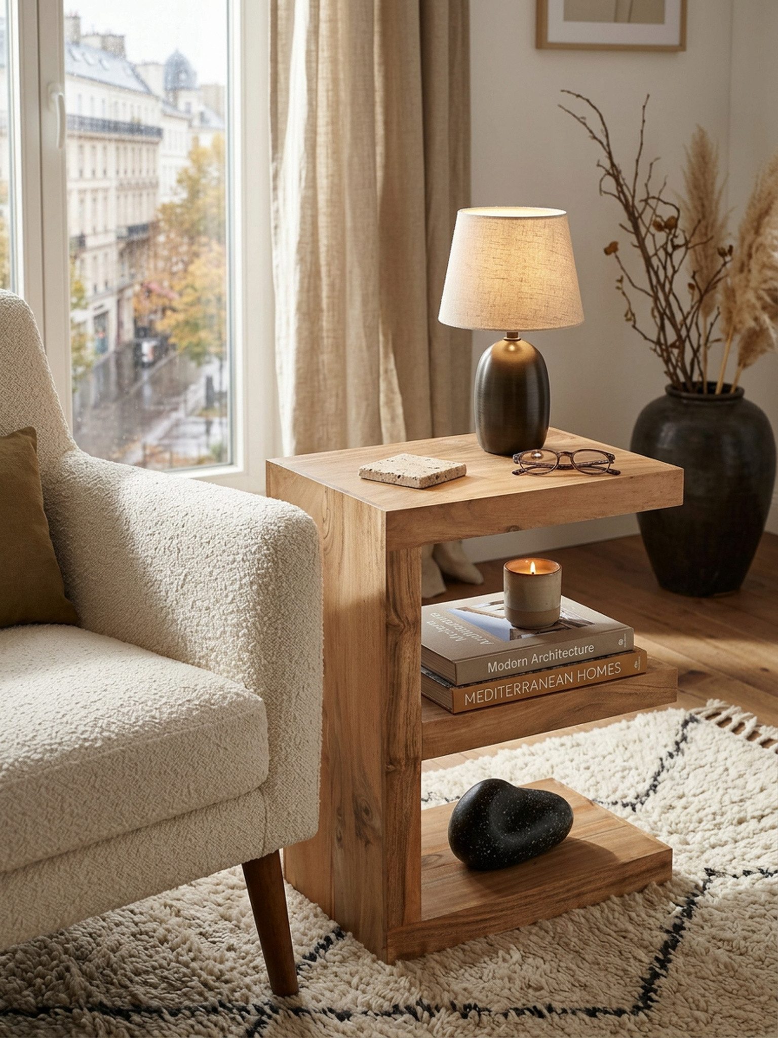 KADIMA DESIGN Beistelltisch Beistelltisch MUMBAI Massivholz Akazie E Cube 60 cm hoch, Wohnzimmer-Tisch Design braun Landhaus-Stil Couchtisch