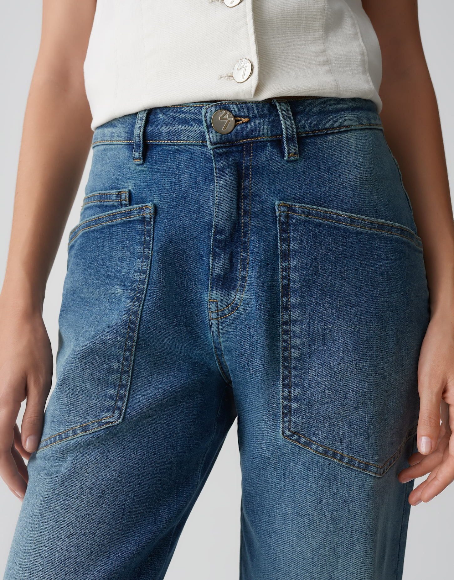 OPUS Relax-fit-Jeans LISSIE CARGO Mid Rise mit Base Stretch