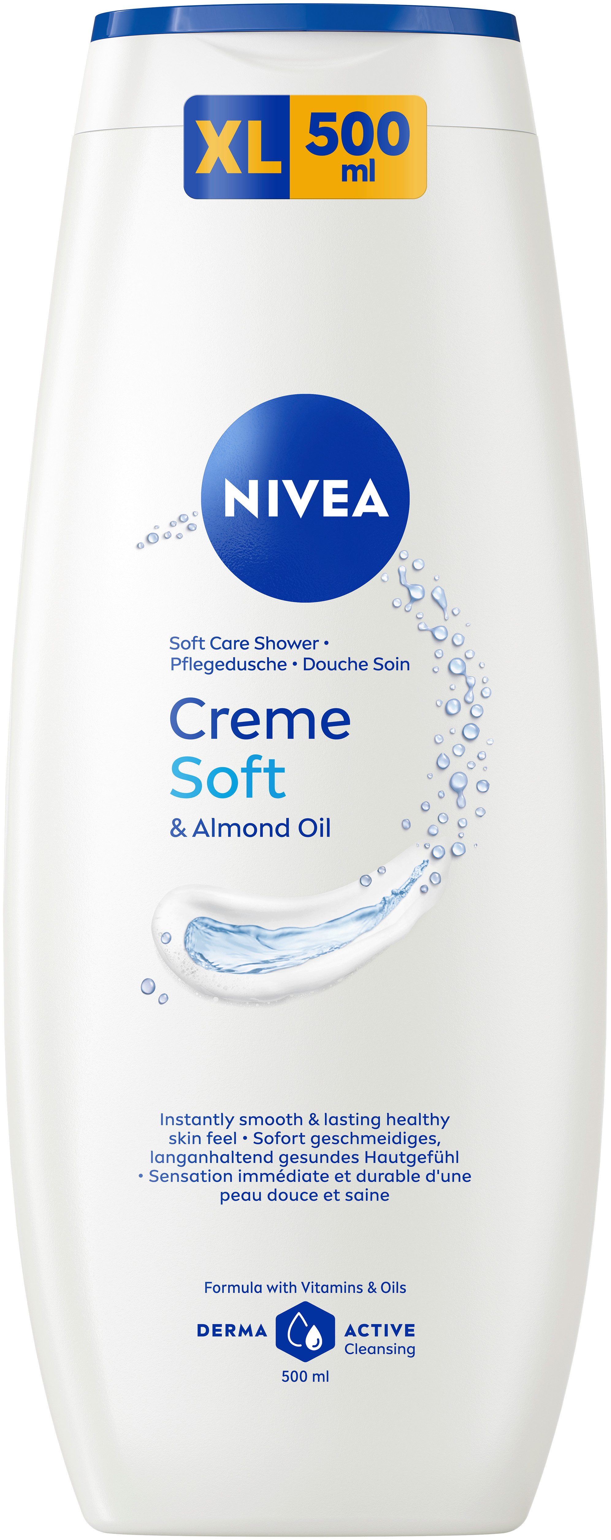 Nivea Duschpflege Creme Soft & almond oil Pflegedusche 6 x 500 ml, 6-tlg., Vitamin C, E und pflegenden Ölen