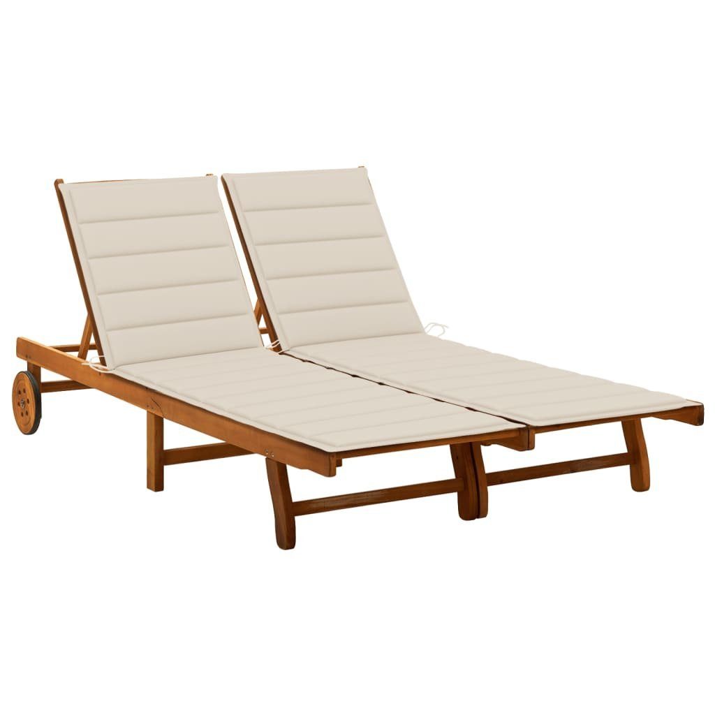 vidaXL Gartenliege 2-Personen-Sonnenliege mit Auflagen Massivholz, 1 St.