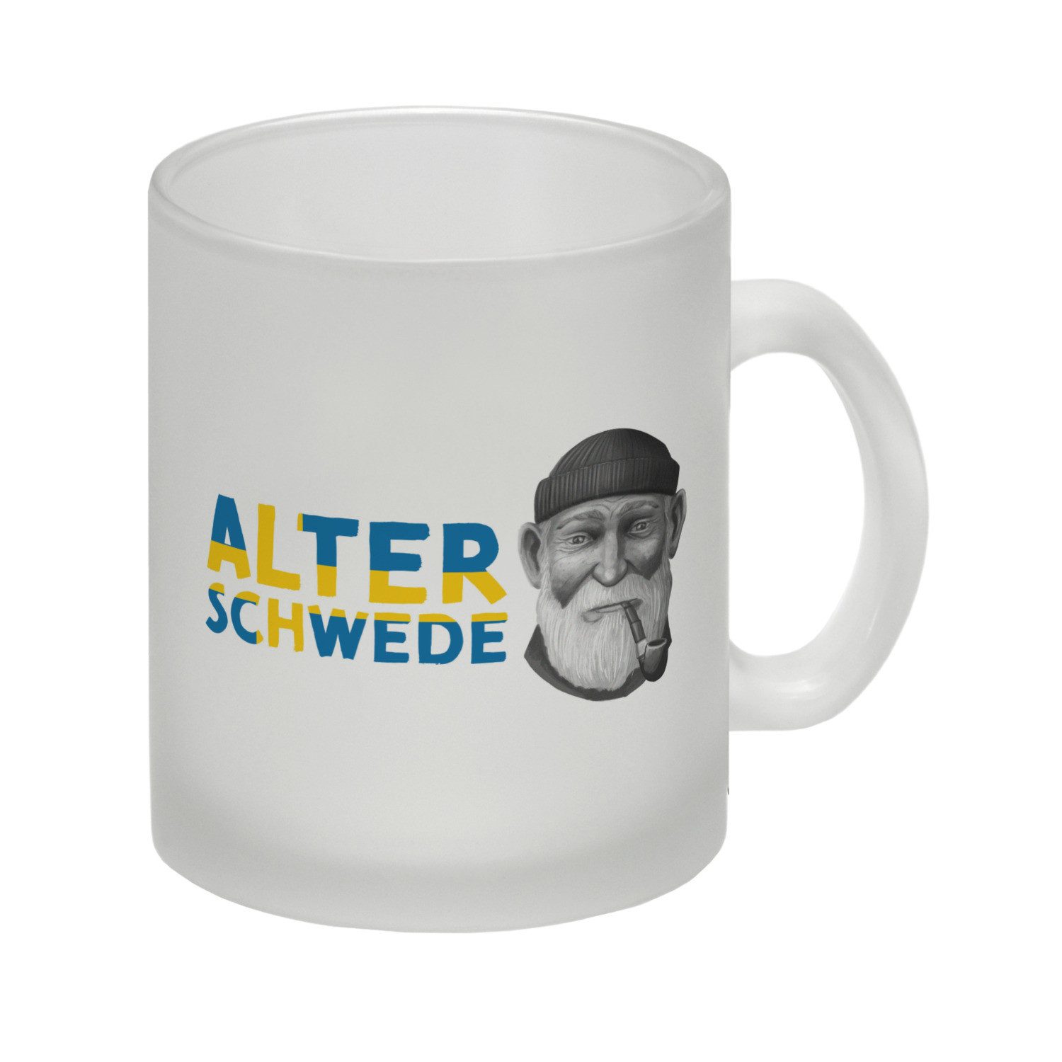 Tasse Alter Schwede Glas Tasse in den Landesfarben Schwedens