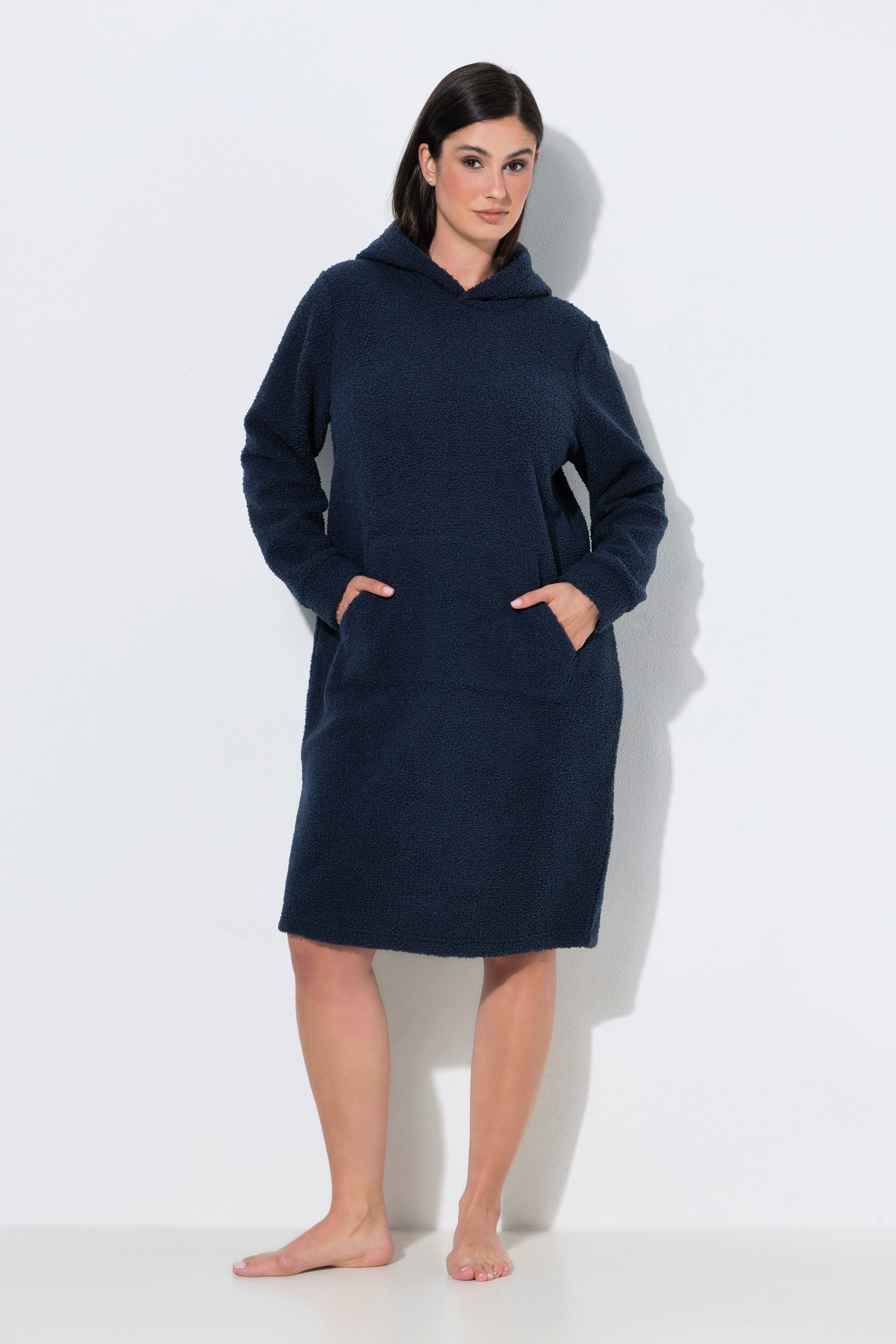 Ulla Popken Sweatjacke Loungewear-Kleid Teddyfleece oversized Kapuze