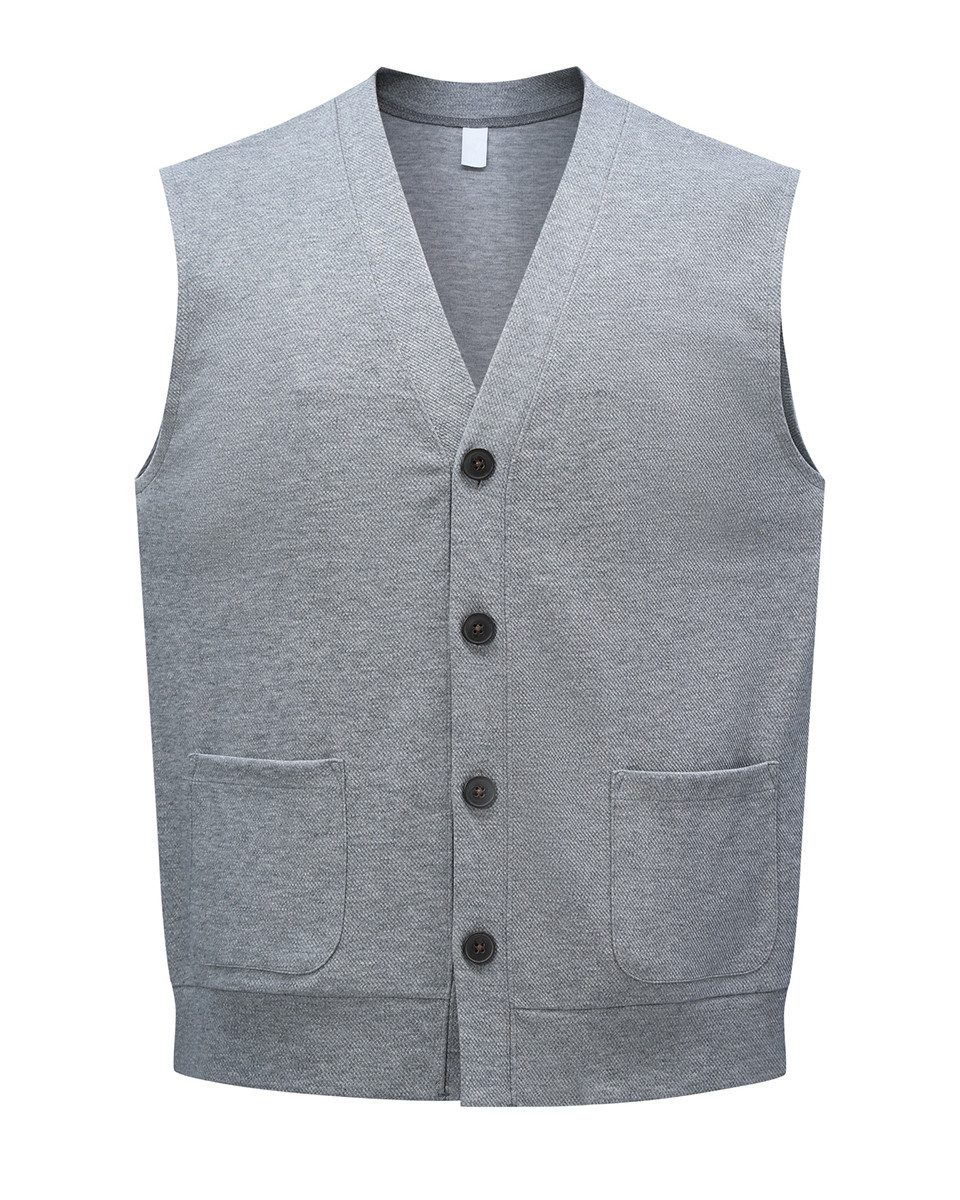 Allthemen Strickweste Baumwolle Herren ärmellose Strickjacke mit Taschen