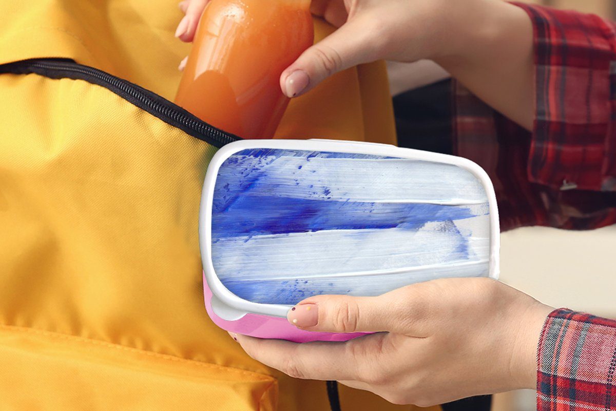 Erwachsene, Kunststoff Lunchbox Design Farbe Brotbox für Blau, - Snackbox, MuchoWow Kunststoff, Mädchen, (2-tlg), Brotdose Kinder, rosa -