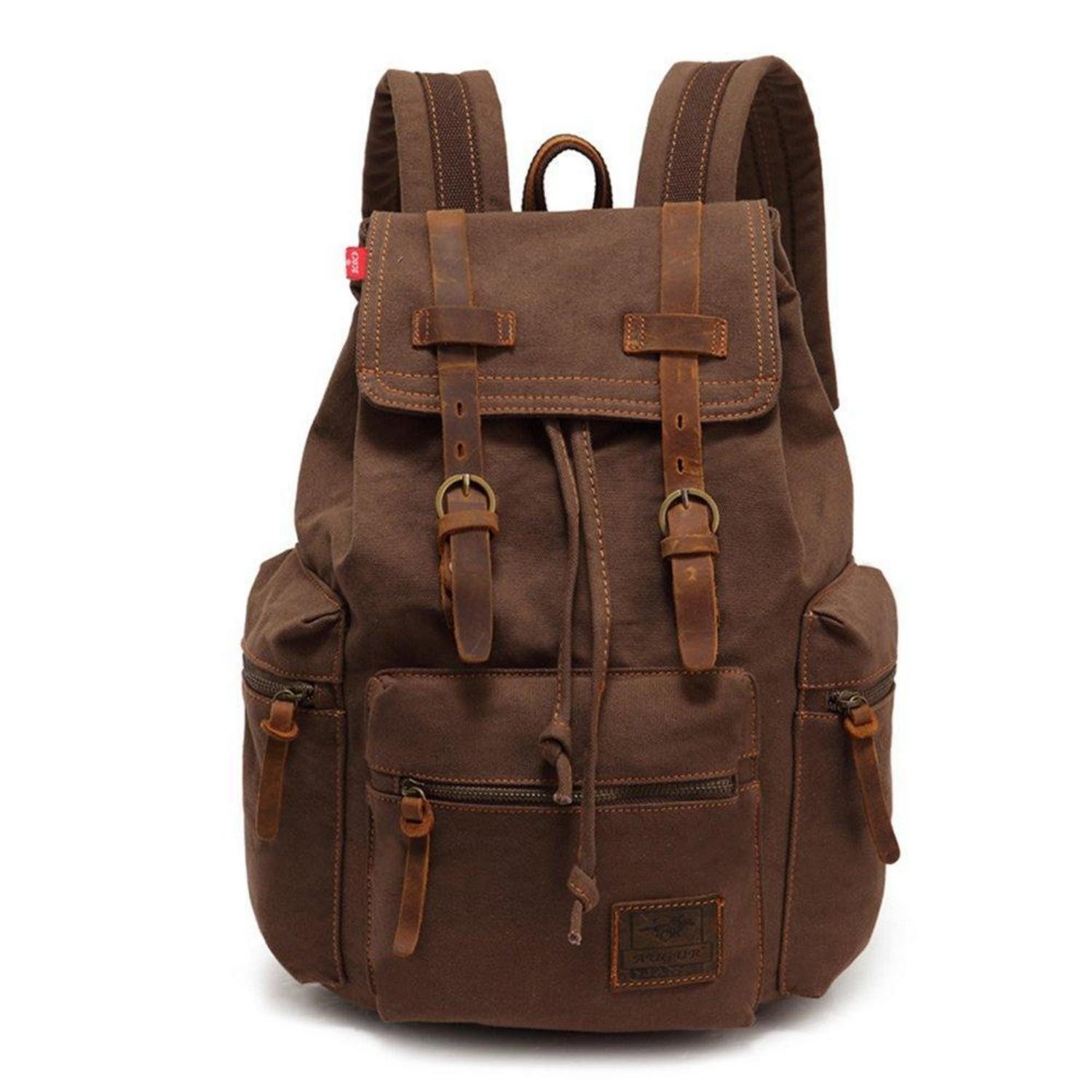 LuxusKollektion Laptoprucksack Retro Canvas Rucksack L Braun