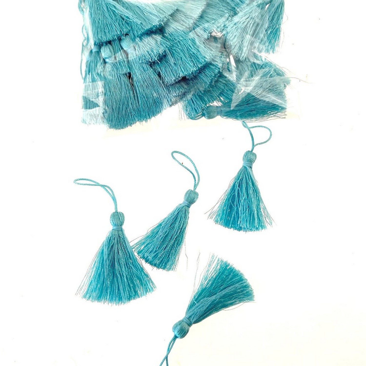 Deko AS Bastel-Armband Mini-Quasten - hellblau - ca. 7cm lang - 1 VE = 50 Stück - 801-71