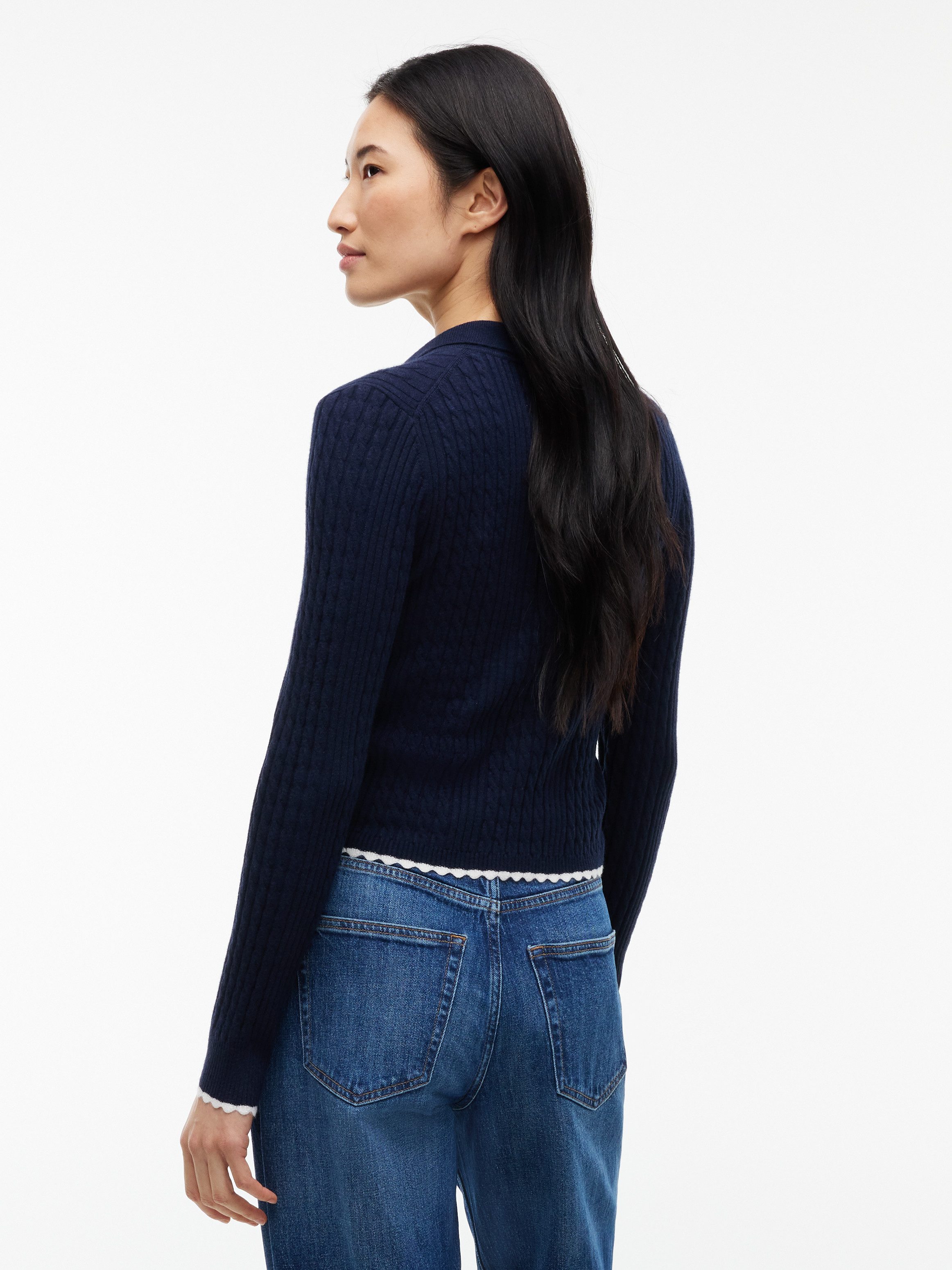 Tommy Jeans Polokragenpullover TJW MICRO CABLE POLO SWEATER EXT Viskosemischung, mit Zopfmuster – Bild 2 von 5
