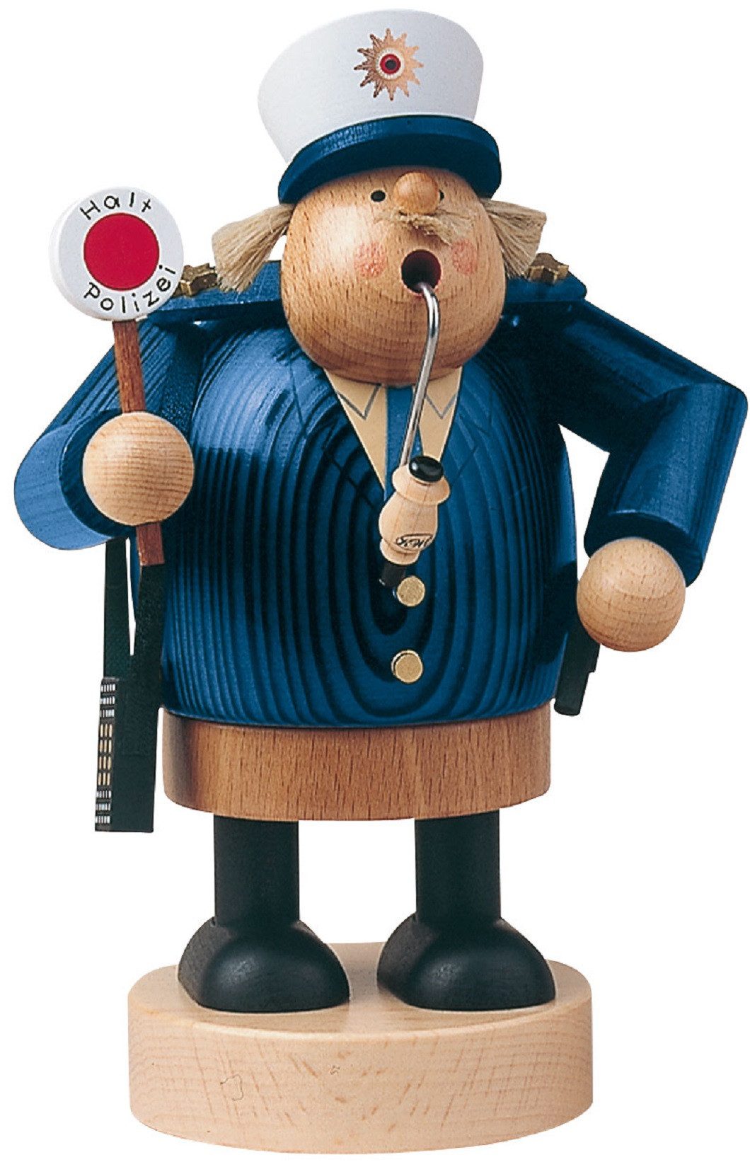 KWO Kunstgewerbe Werkstätten Räuchermännchen KWO Räuchermann Polizist, (1 St), Handarbeit aus dem Erzgebirge