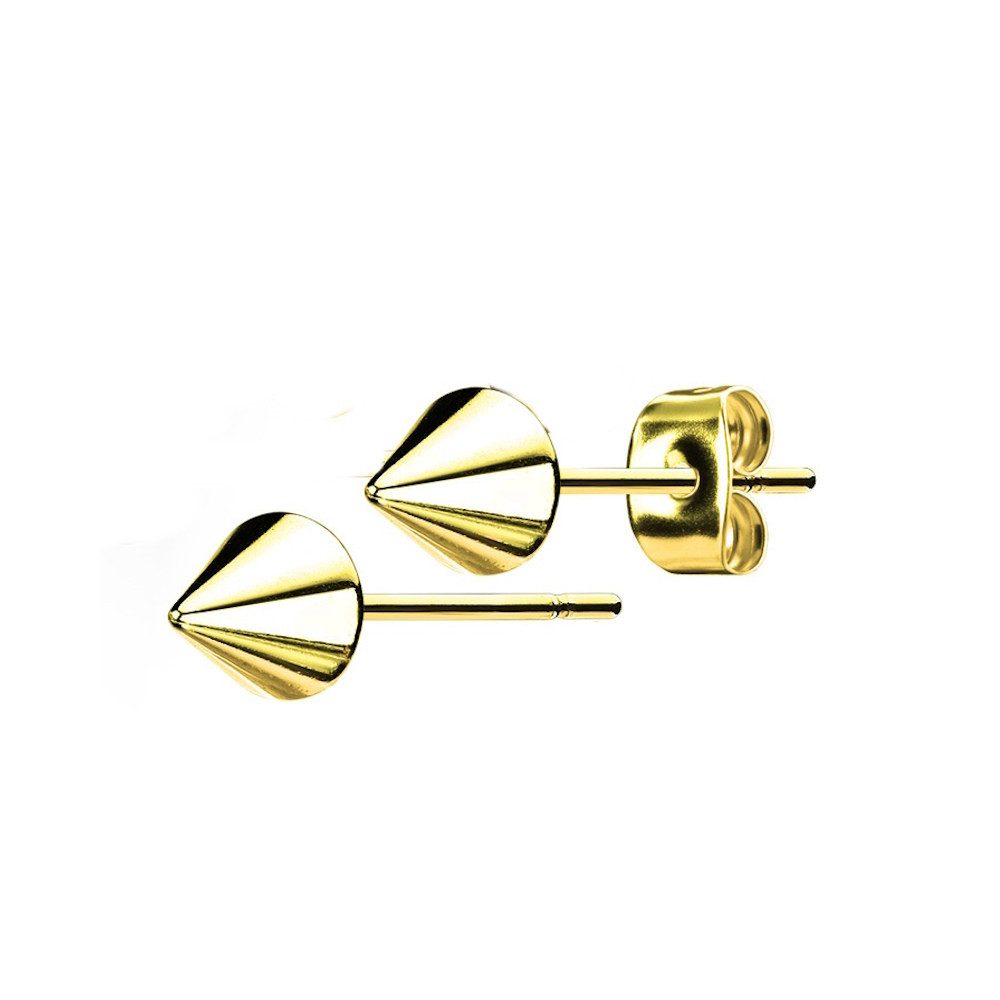 Ohrring-Set Ohrstecker goldfarben Kegel aus Edelstahl Unisex