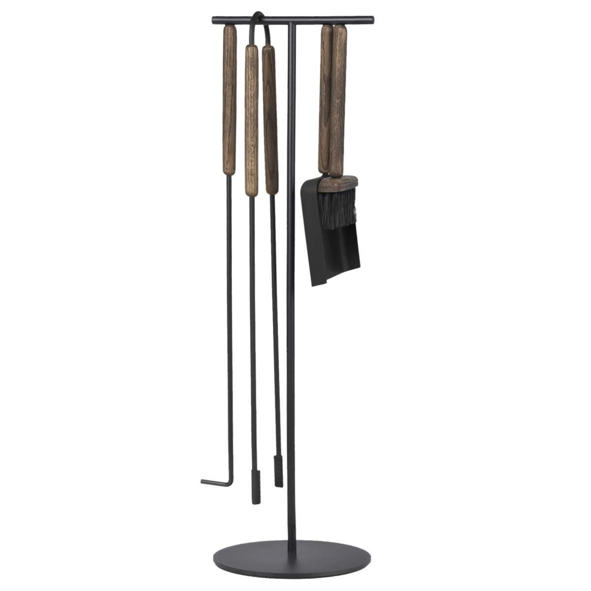 blomus Kamingarnitur Kamingarnitur 5tlg ASHI, (Kaminbesteck-Set), Инструменты для каминов, Kaminset mit Magnethalterung, Griffe in braun oak