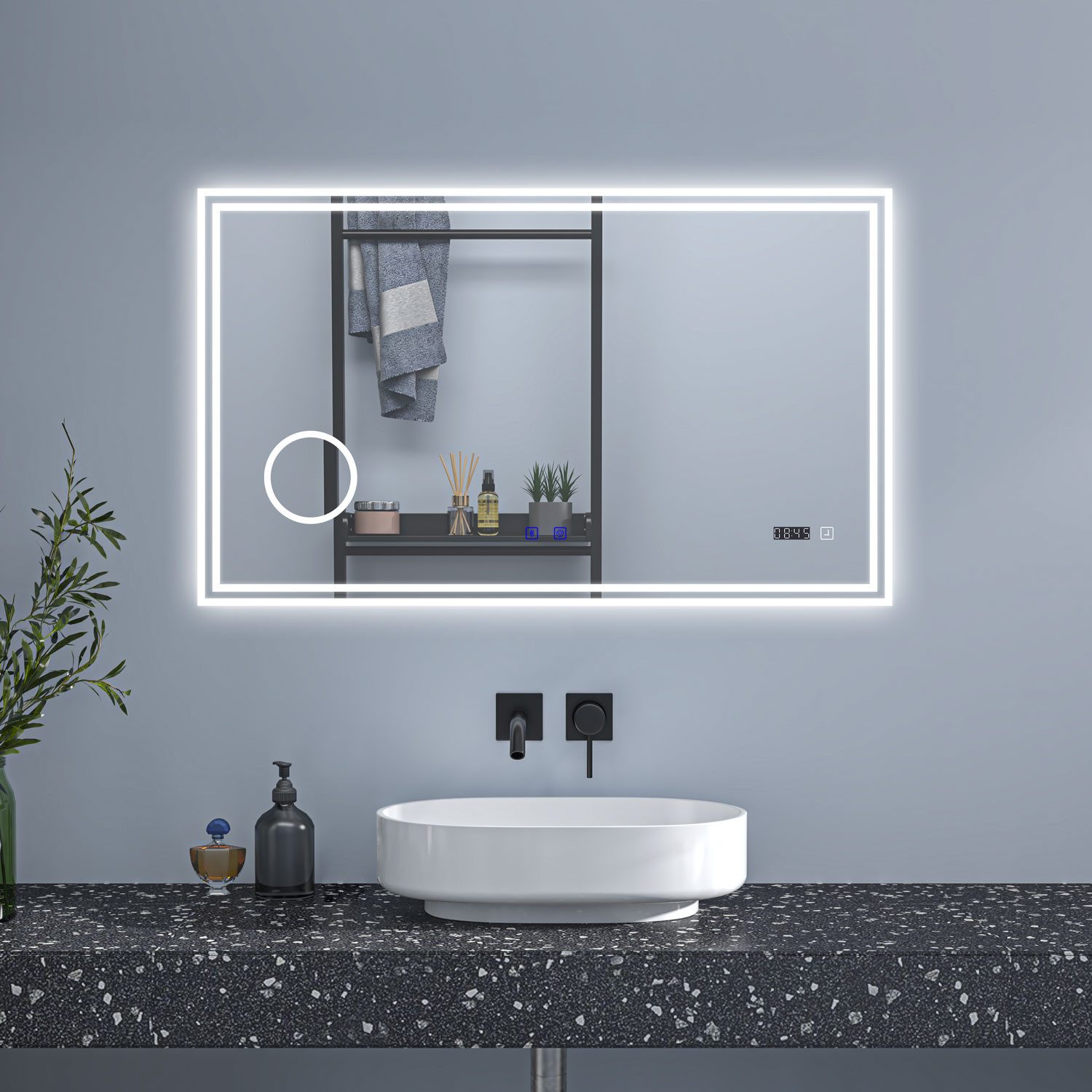 Aica Sanitär Badspiegel Wandspiegel Badezimmerspiegel mit LED Dimmbar+Besch günstig online kaufen