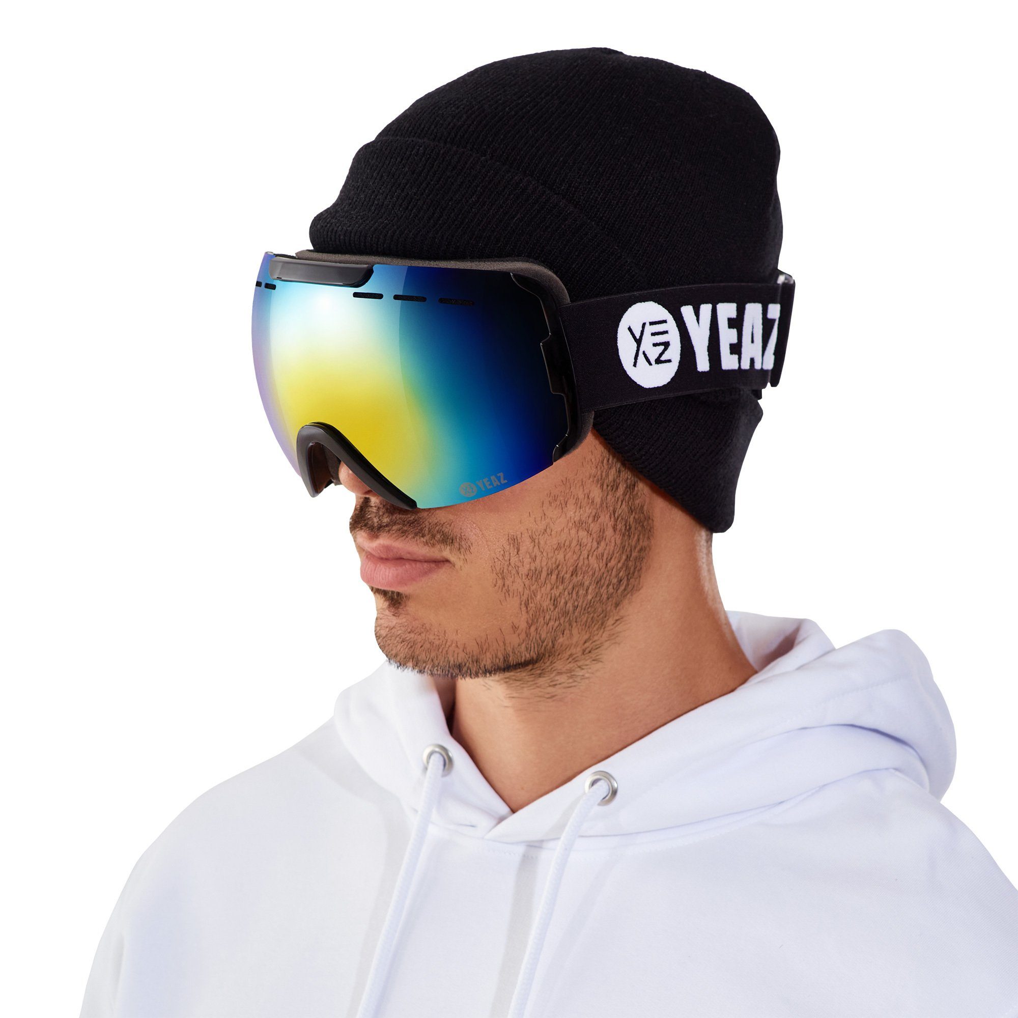 YEAZ Skibrille RIDGE ski- snowboardbrille schwarz/rot/weiß, Premium-Ski-  und Snowboardbrille für Erwachsene und Jugendliche