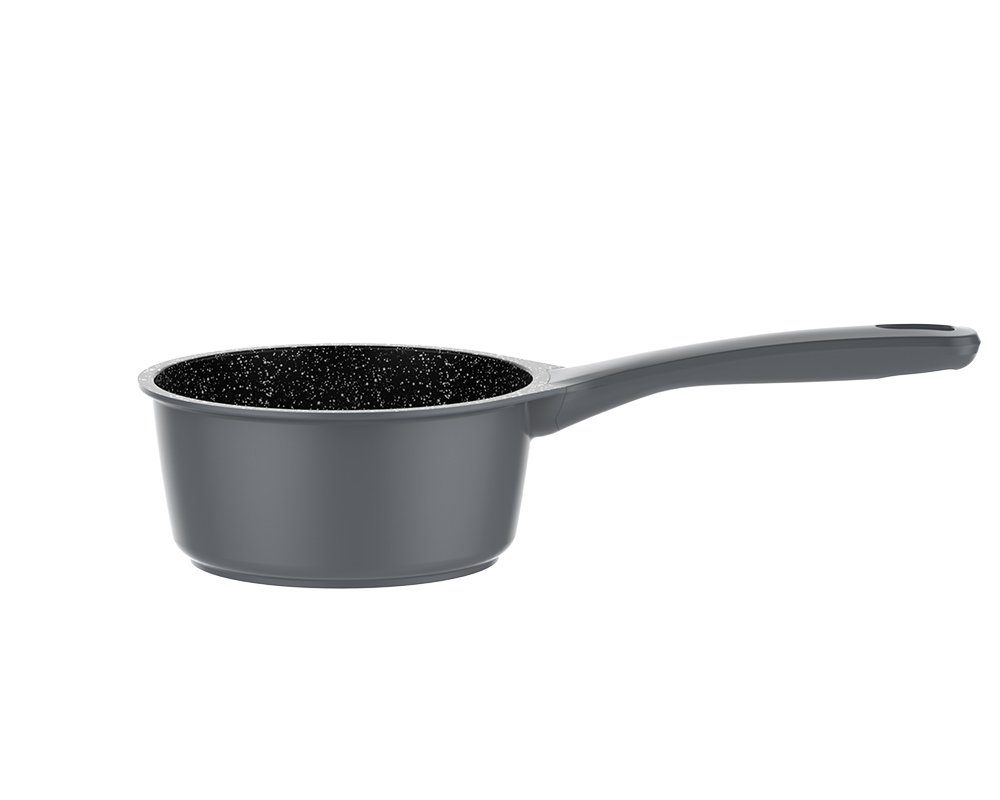 Schäfer Elektronik Kochtopf Stieltopf Ø16cm Stielkasserolle 1,3L Induktion Antihaft Stieltopf Koch, Aluminium (Set)