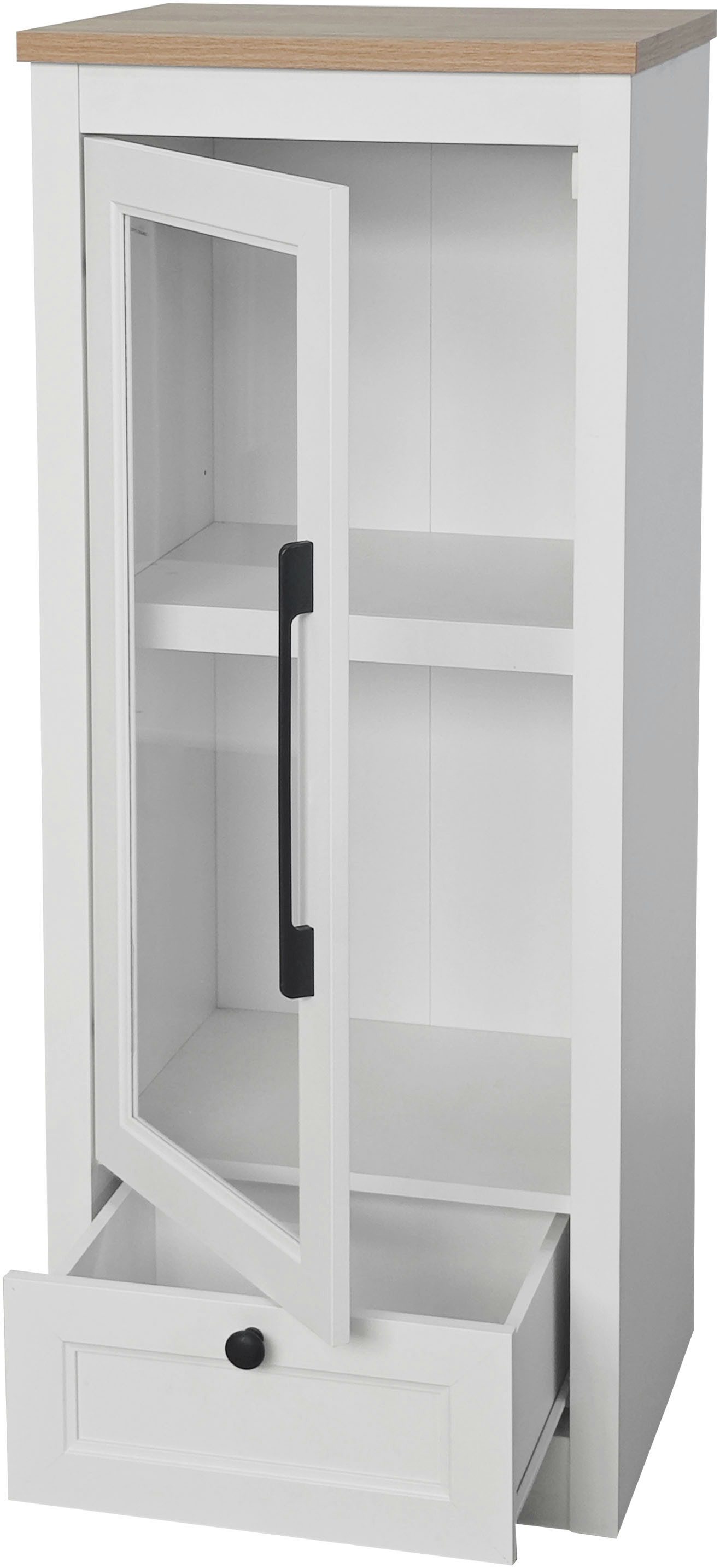 OTTO home Vitrine Ismund aus MDF, mit Holz-Zierleiste, schwarzem Metallgriff, Höhe 121 cm – Bild 5 von 5