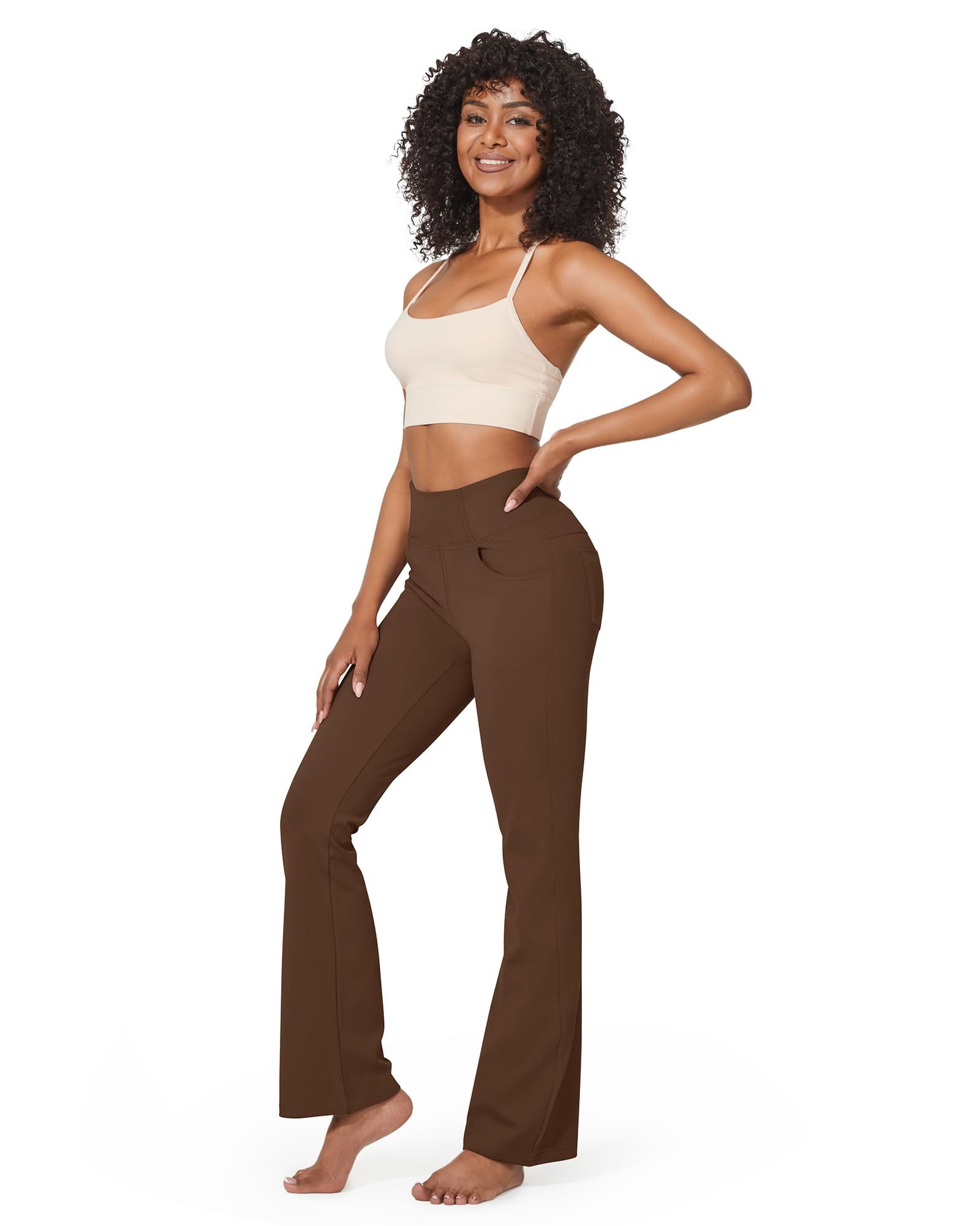 G4Free Schlaghose Damen Activewear-Hosen Bootcut Jeans Yoga Hosen Hohe Taille Training Schlaghose Fitness Arbeit Sporthose Klein /Regulär /Groß