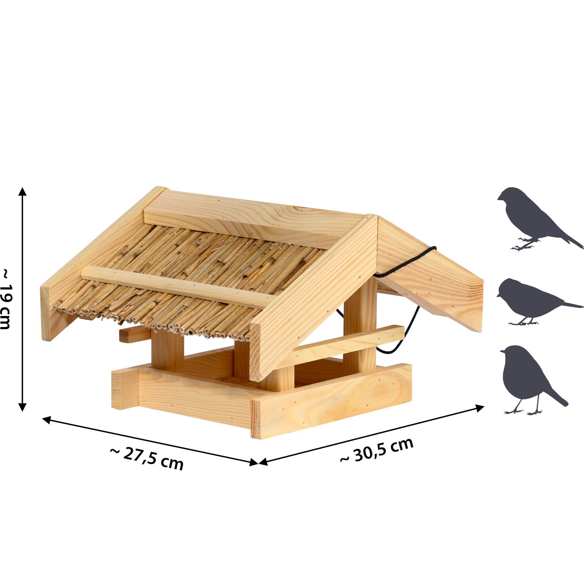 dobar Vogelhaus Vogelfutterhaus mit Schilfdach