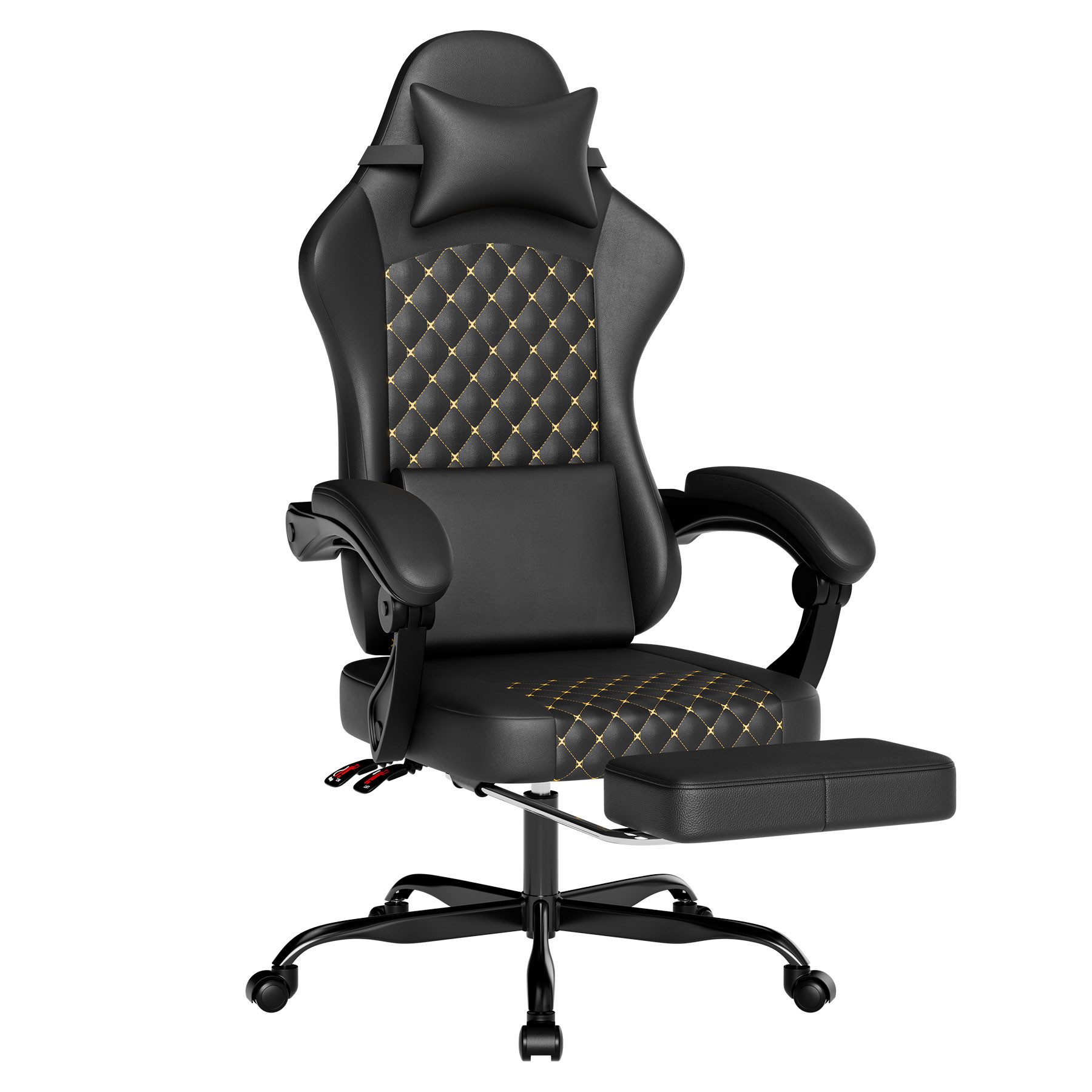 SeedWave Gaming-Stuhl PC Stuhl mit Rückenlehne 140° Neigbar, Fußstütze, Belastbar bis 160 kg, Ergonomisch mit Kopfstütze und Lendenstütze, 49cm Breites Sitzpolster