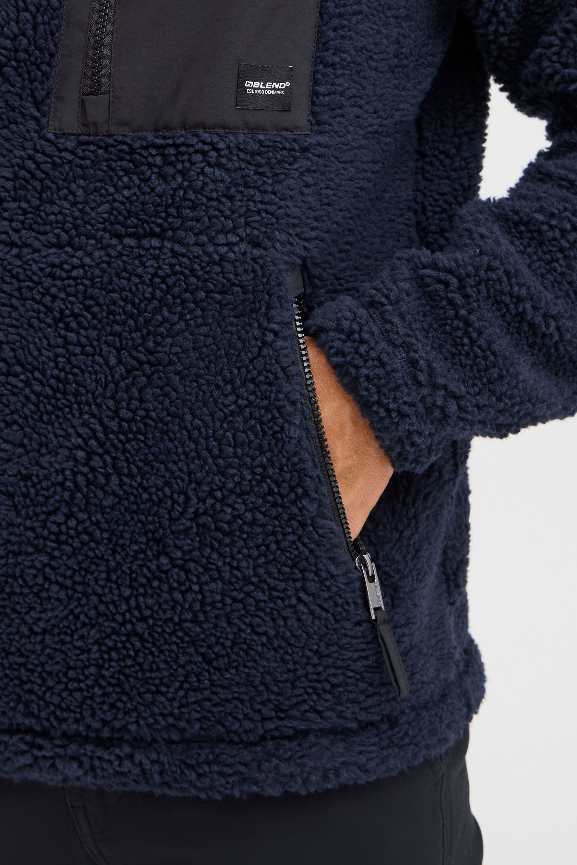 Blend Fleecejacke BHTotto (1-St) Lässiger Troyer in Teddy-Optik