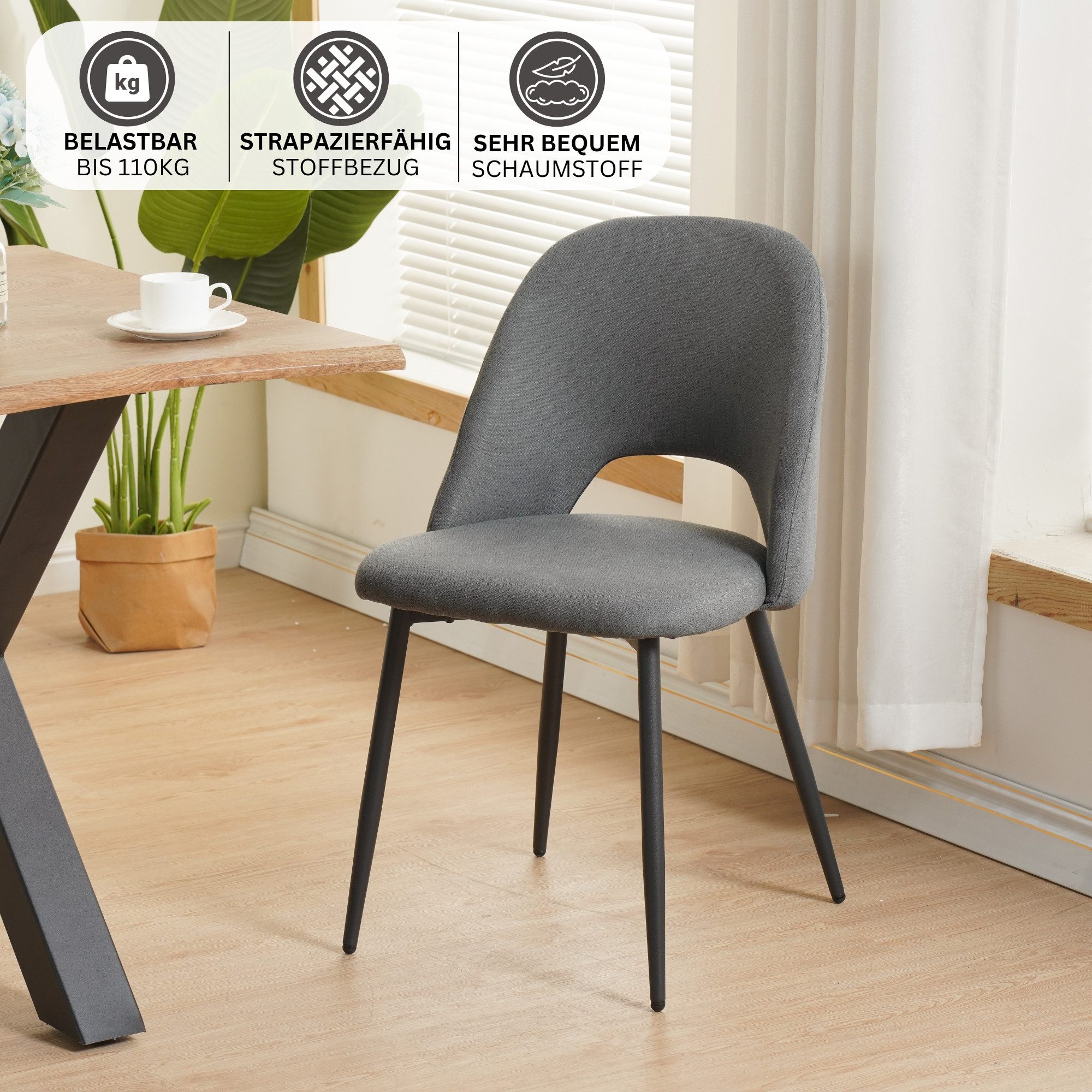 Albatros International Esszimmerstuhl Esszimmerstuhl SILVI Stoff 2er Set Gr günstig online kaufen