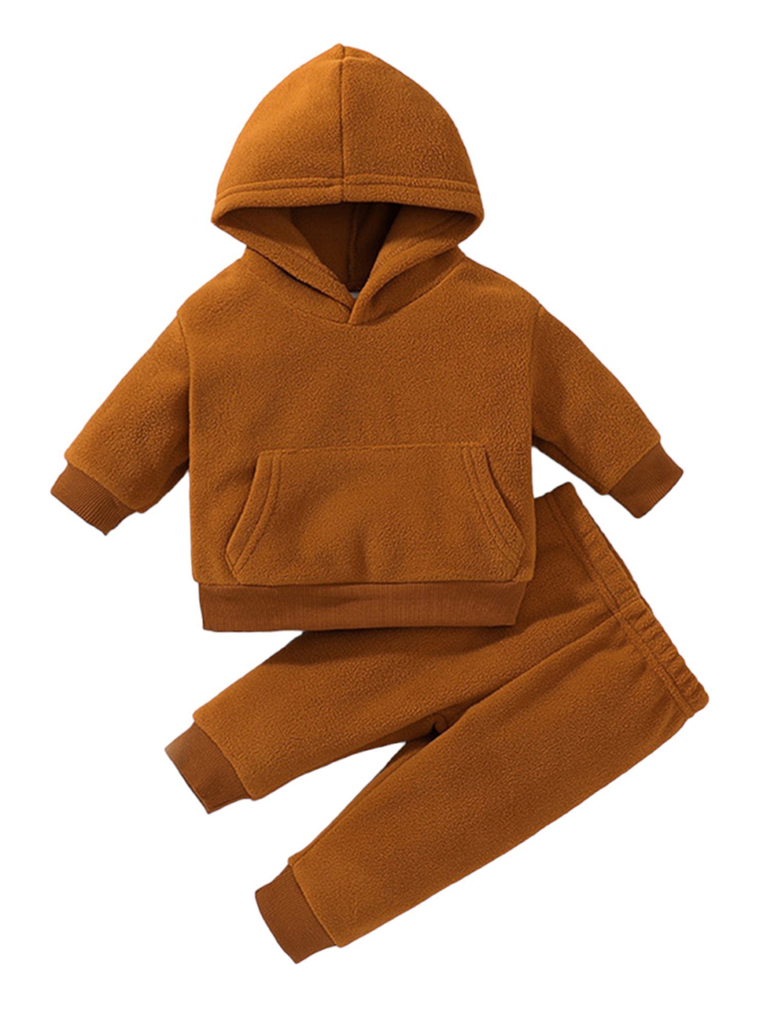 Lapastyle Top & Hose 2-tlg einfarbigen Set, Kapuzenpullover Hose aus Plüsch für Jungen