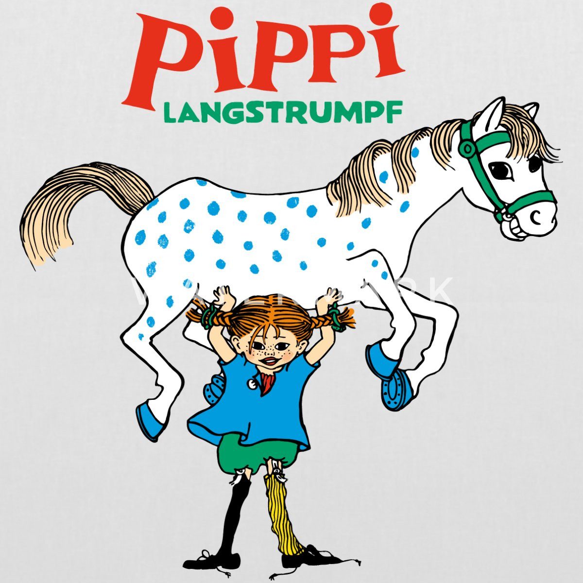 Spreadshirt Henkeltasche Pippi Langstrumpf Pippi Hebt Kleiner Onkel Stoffbeutel (1-tlg)