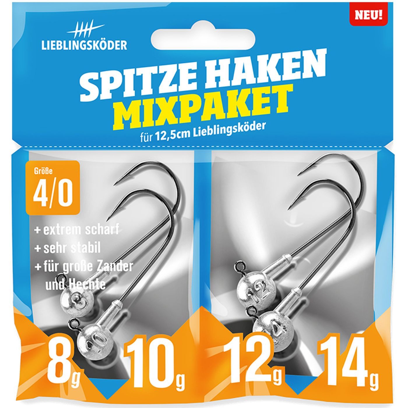 Lieblingsköder Jighaken Lieblingsköder Spitze Haken 4/0 Mixpaket - 4 Jigköpfe