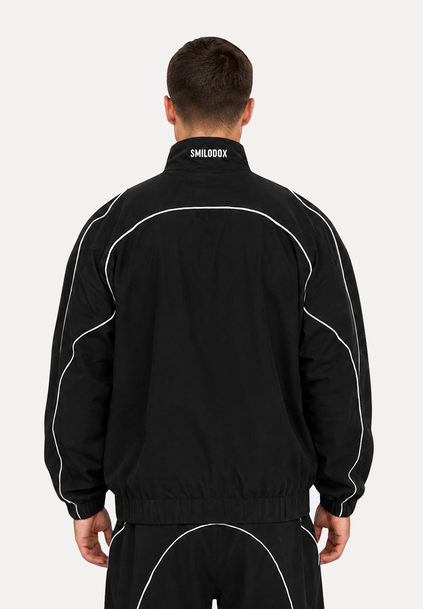 Smilodox Outdoorjacke Kyson, Trainingsjacke Herren, Oversize Sportjacke, Trackjacke, Gym Baggy, Kontrastpaspeln, Stehkragen, Zip, Taschen