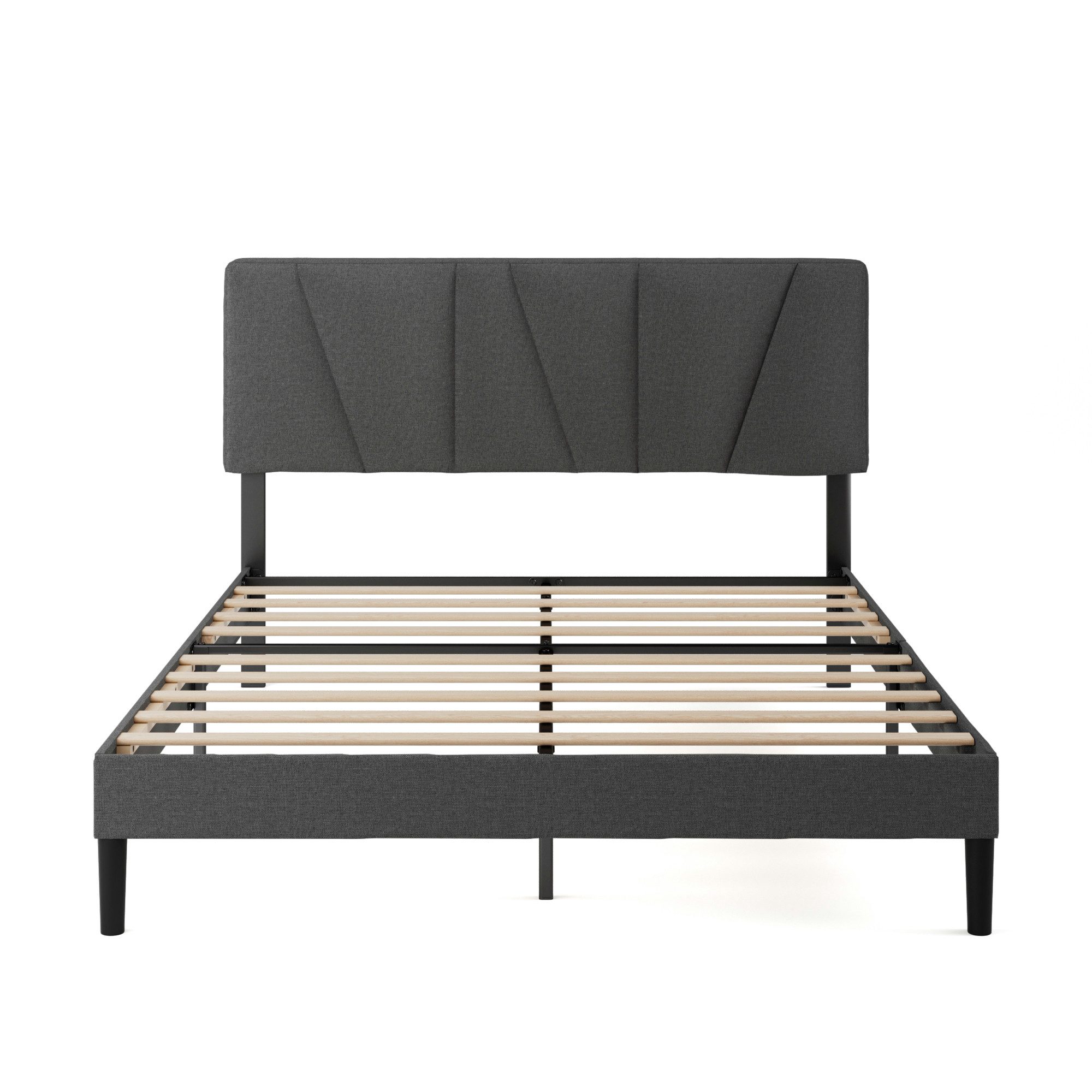 ZINUS Polsterbett Maya mit modernen Kopfteil und Lattenrost 140x200cm (Packung, 1-tlg., Bettgestell, Dunkelgrau, 140x200 cm), Kinderleichte Montage – Bild 5 von 5