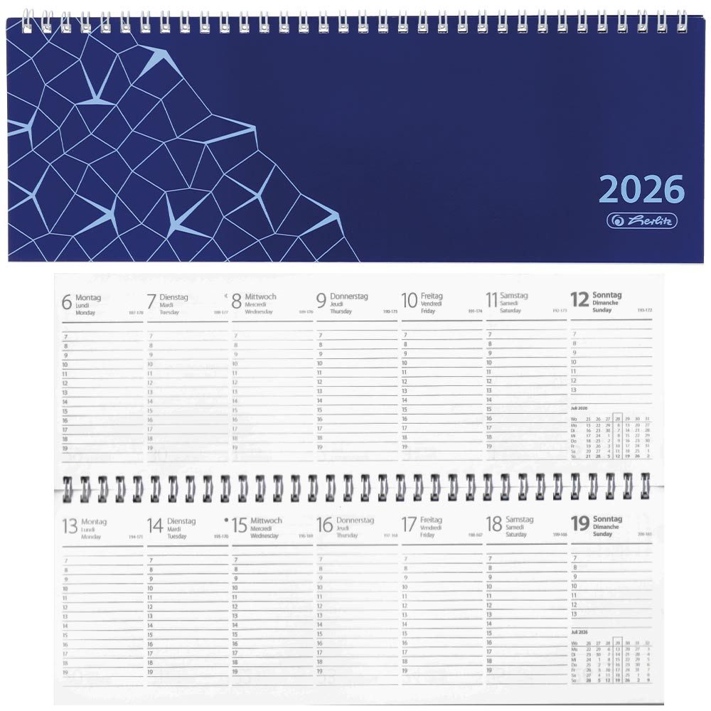Herlitz Schreibtischkalender 2026 Compact blau
