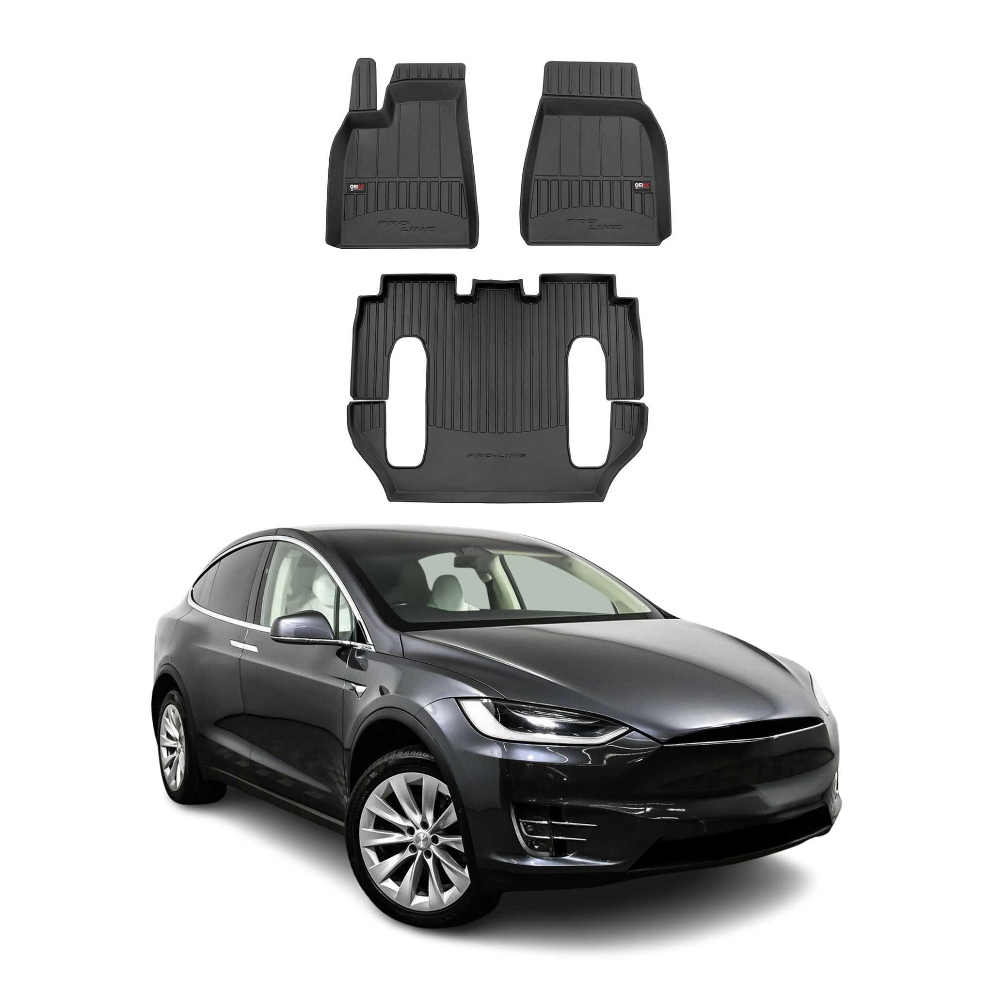 OMAC Auto-Fußmatten für Tesla Model X 2016-2020 Schwarz Automatten 3 tlg (3 St), für Tesla Model X 2016-2020 Tesla Model X 2016-2020, Antirutsch,Wasserfest,Einfache Installation