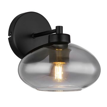 etc-shop Wandleuchte, Leuchtmittel nicht inklusive, Wandleuchte Flurlampe schwarz Treppenhausleuchte Glas rauch E27