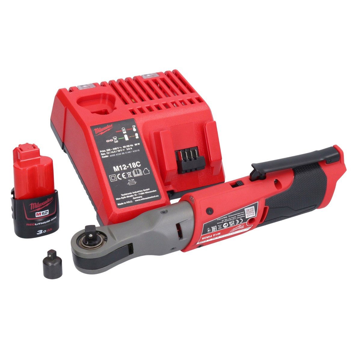 Milwaukee Umschaltknarre M12 FIR38-301 Akku Ratsche 12 V 75 Nm 3/8" 1/4" + 1x Akku 3,0 Ah