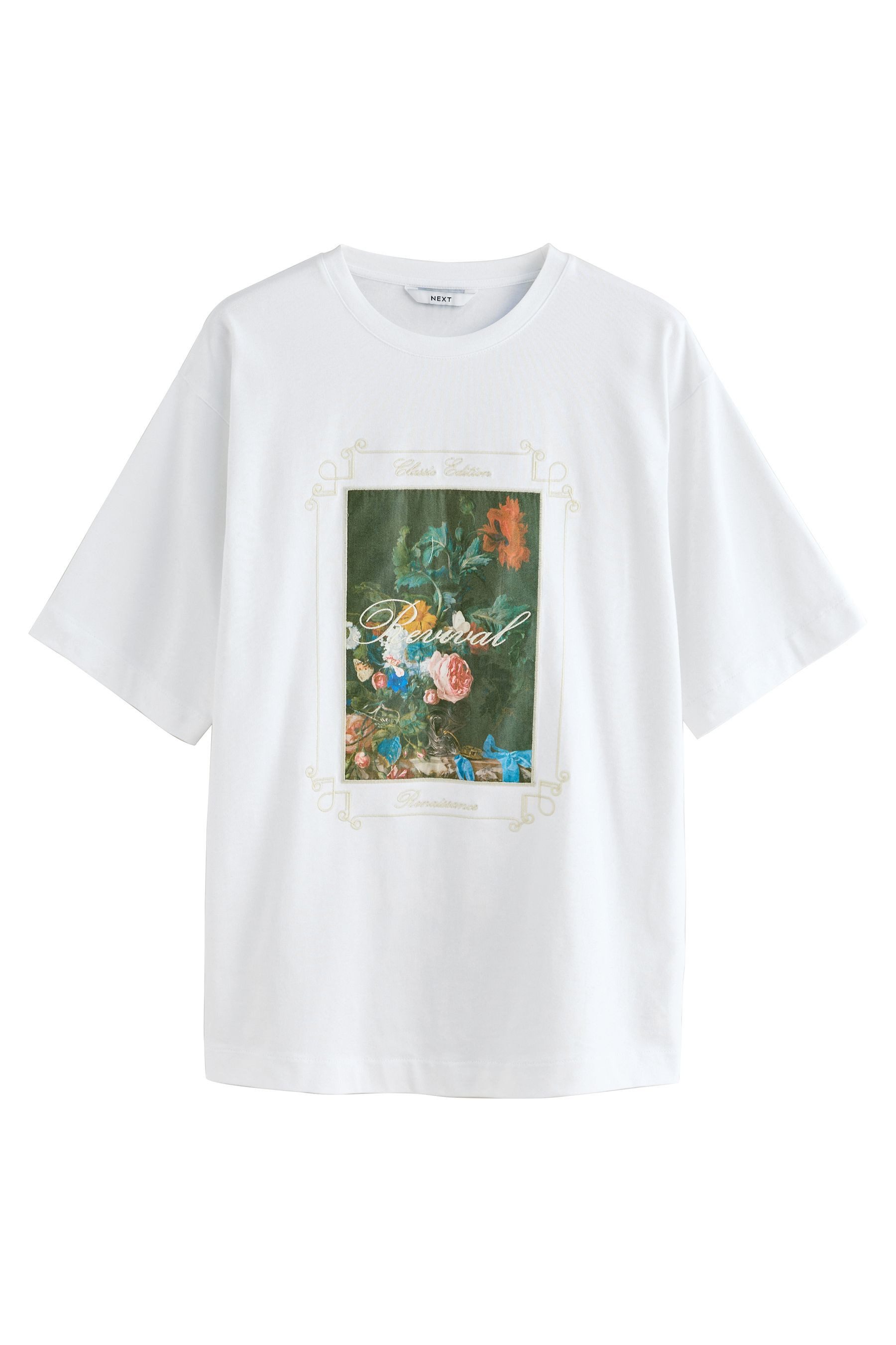 Next T-Shirt Besticktes T-Shirt mit Blumen-Grafik (1-tlg) günstig online kaufen