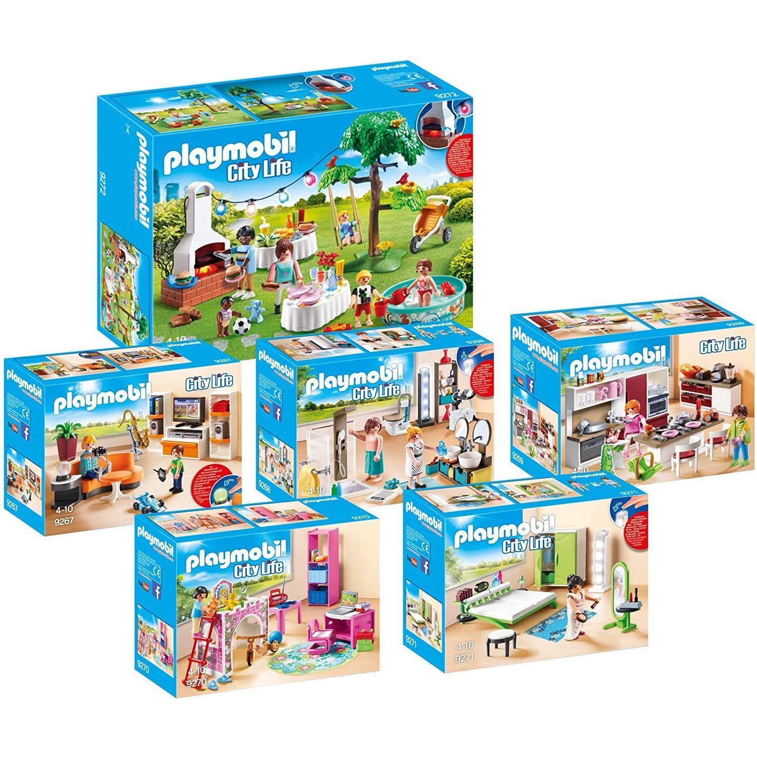 Playmobil® Spielbausteine 9267-68-69-70-71-72 City Life 6er Set Zimmer +  Einweihungsparty